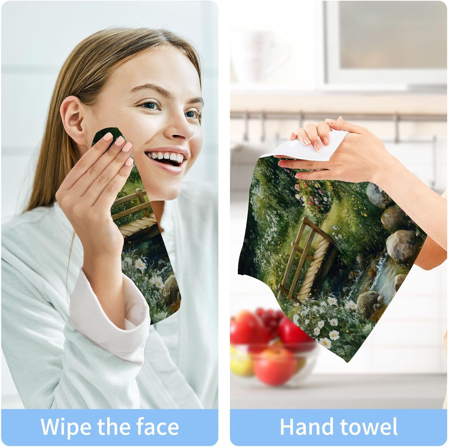 Bath Kitchen essentials - Xigua Watercolor Washcloth Set