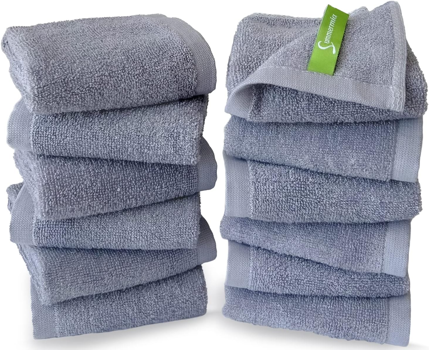 12-Piece Washcloth Set - Bamboo Cotton Blend 13x13 for Adults Kids