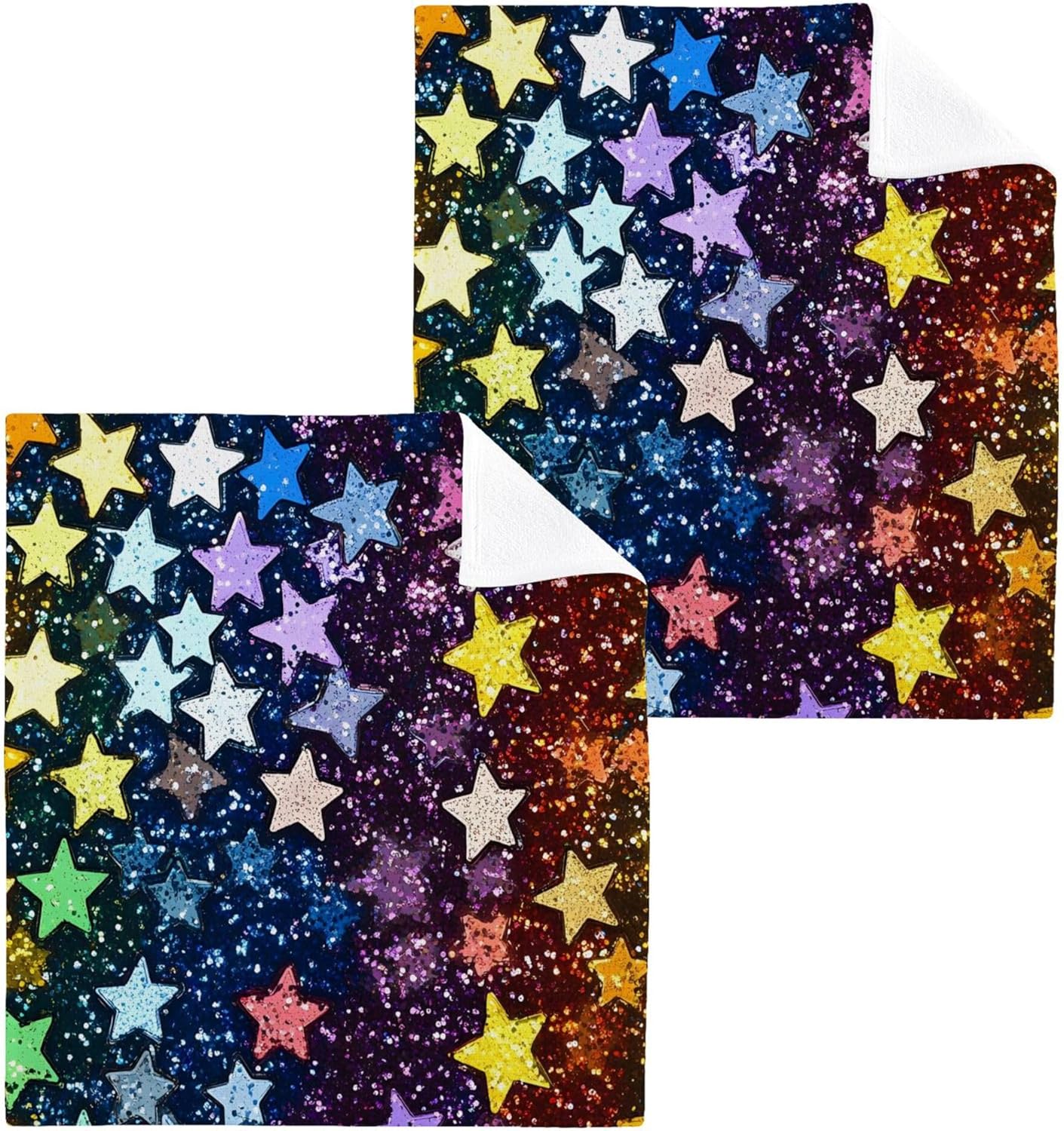 Xigua Rainbow Stars Washcloths Set of 2 - 12x12 Inch