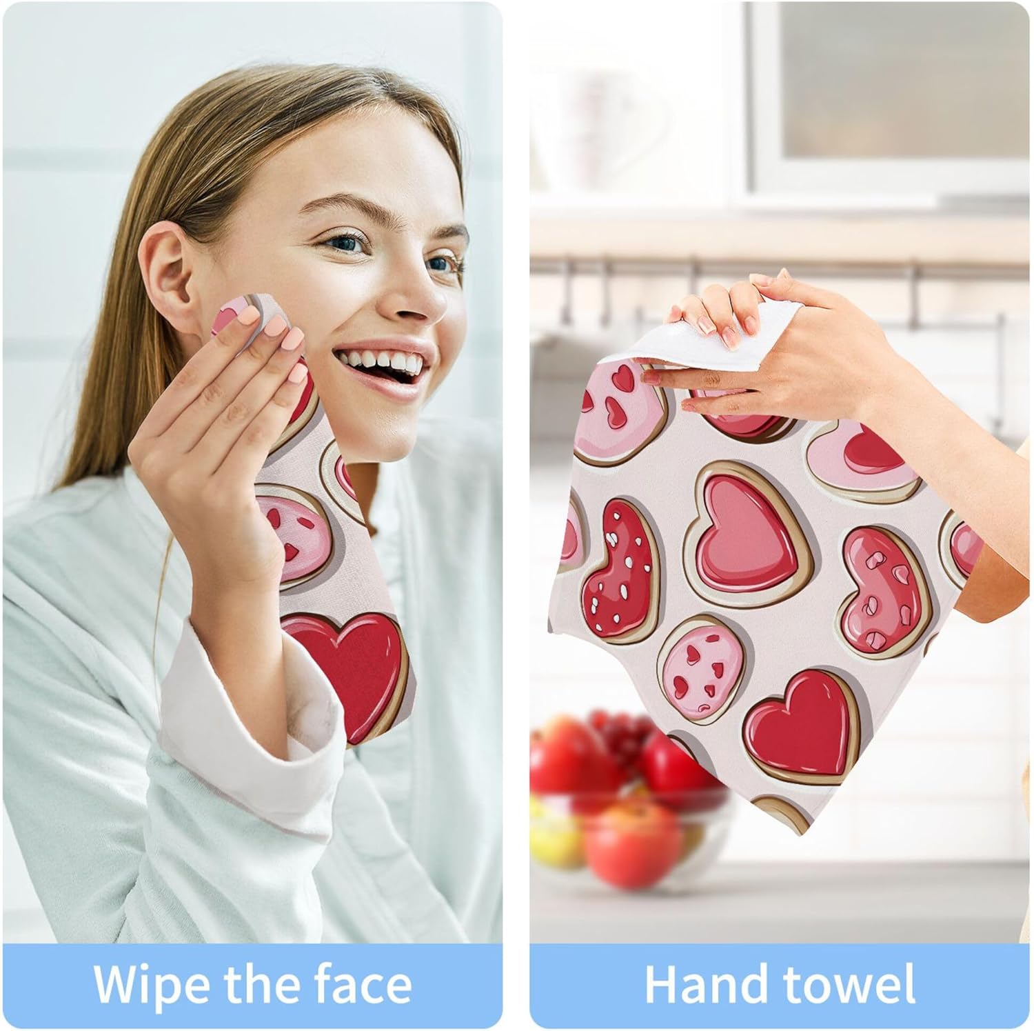 Xigua Valentines Cookies Washcloth Set - 2-12PCS 12x12