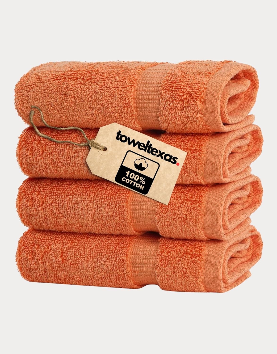 4-Piece Washcloth Set Soft Absorbent Cotton Washcloths Orange