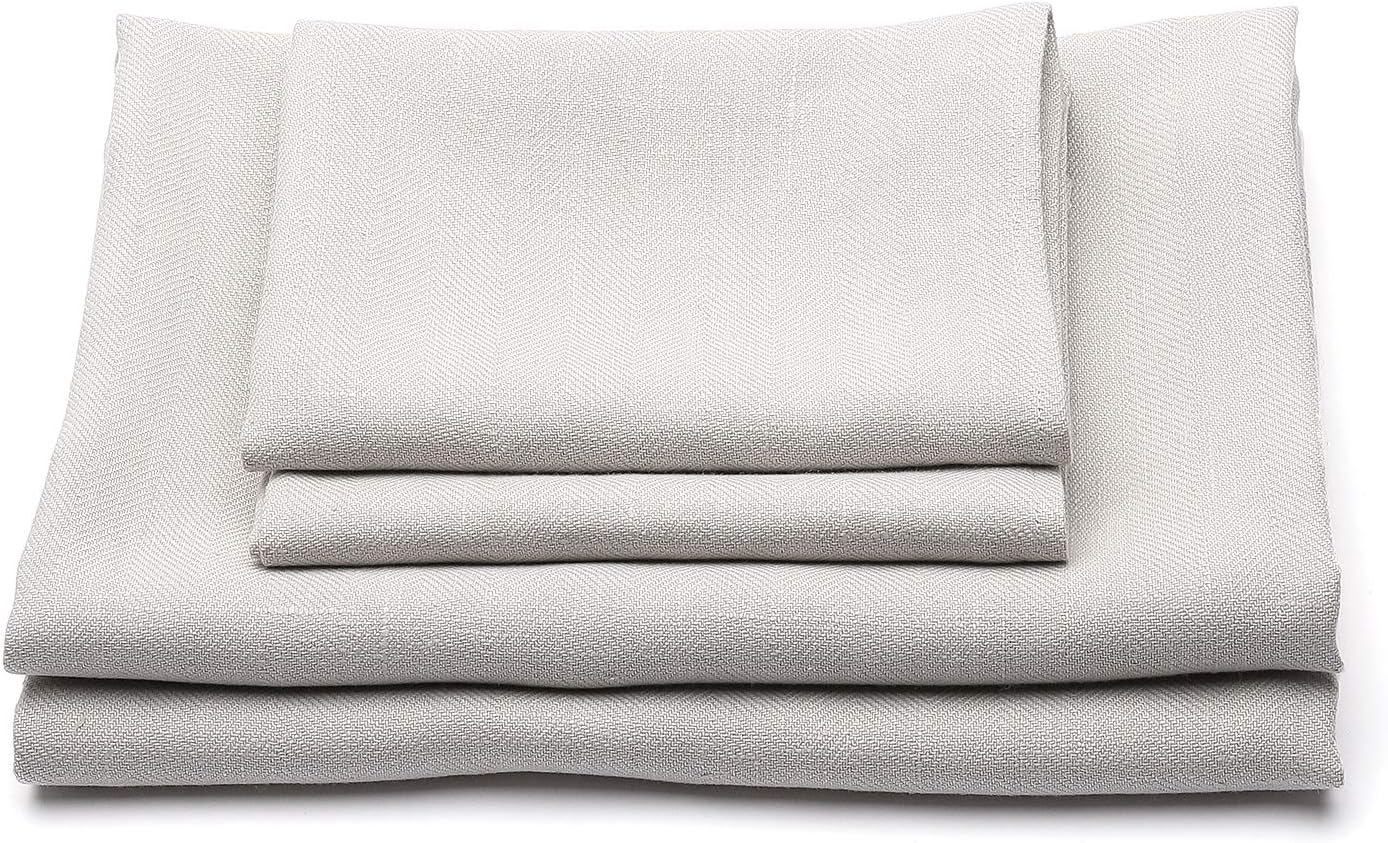 Pure Linen Silver Towels Set High-Quality Bath Hand Towels