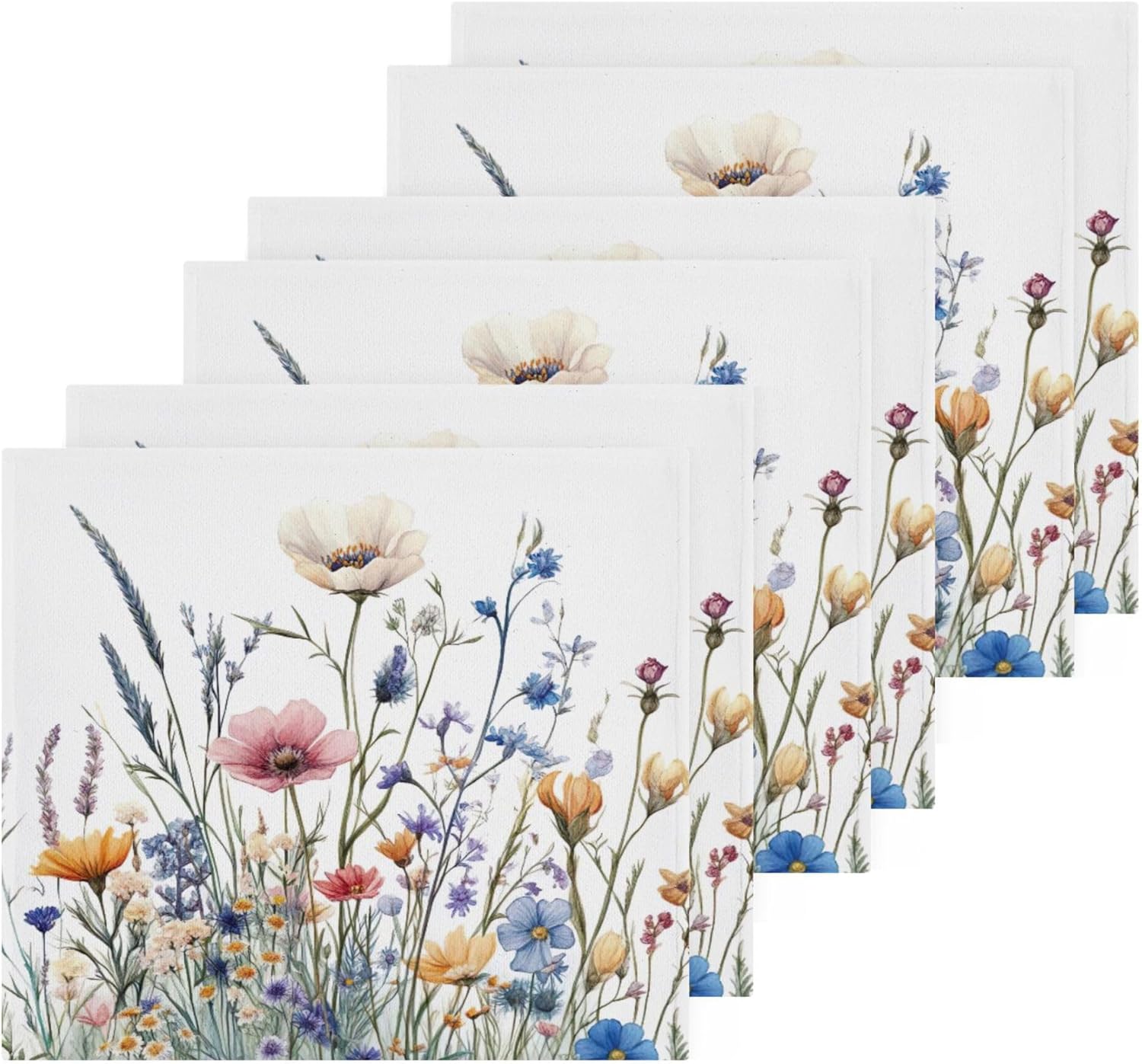 Xigua Wildflowers Washcloths Set of 2 12x12 Inch