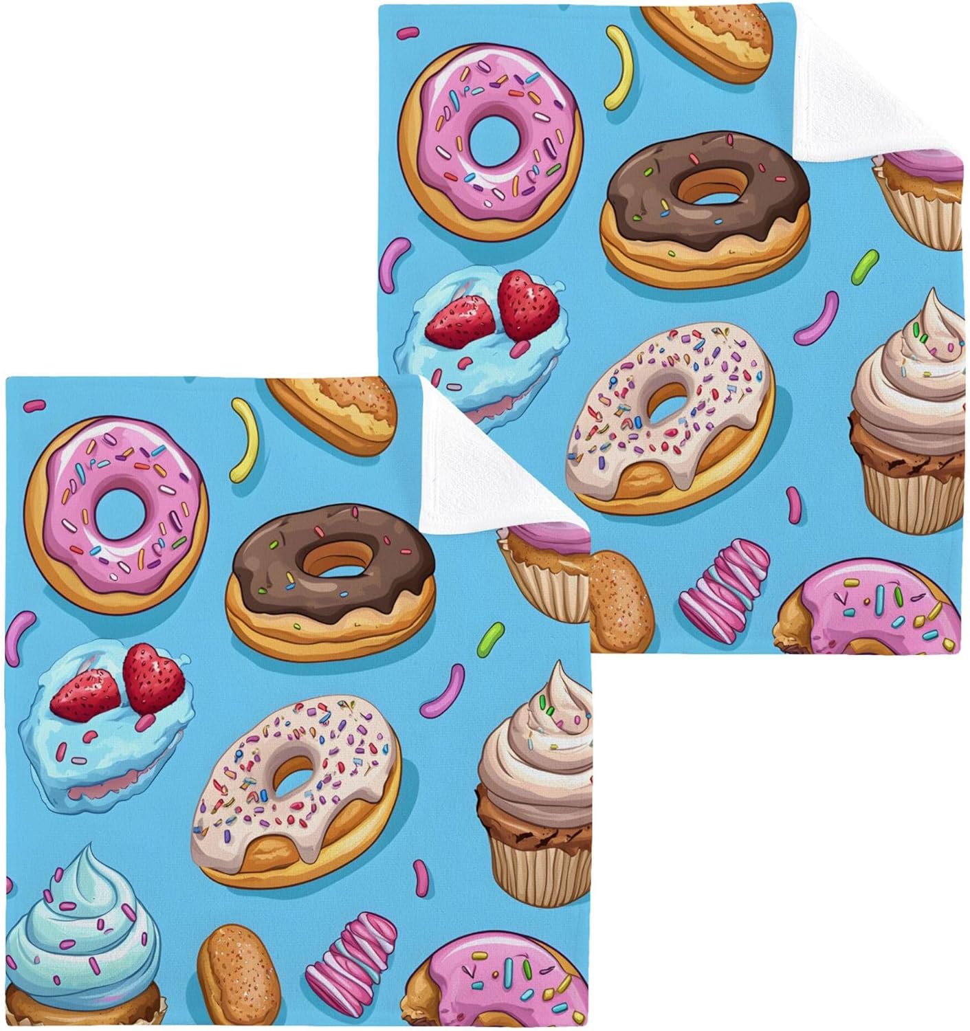 Xigua Cupcakes Washcloths Set of 4 12x12 Inch