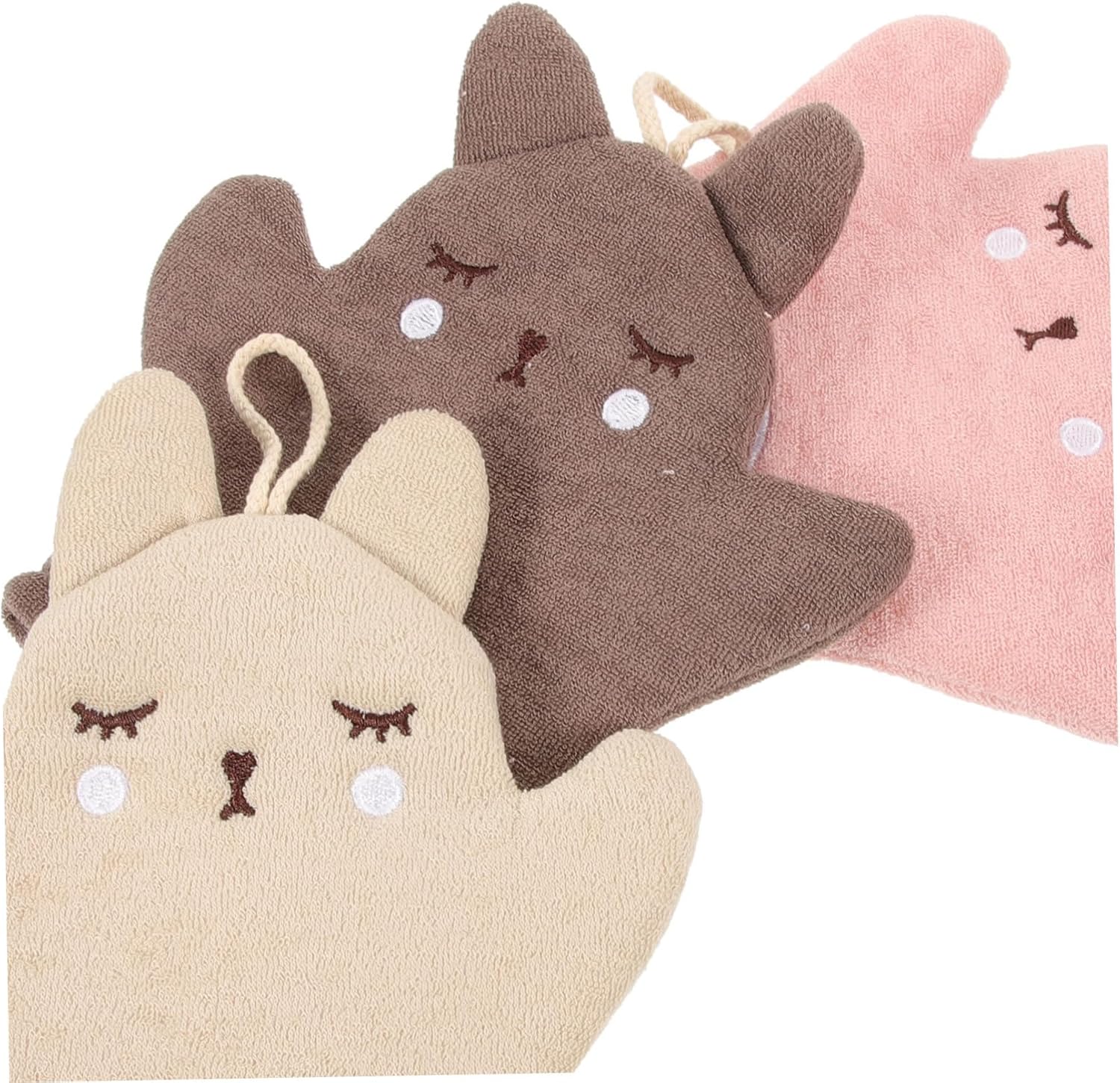 KALLORY Animal Bath Gloves 3pcs Soft Exfoliating Mitts