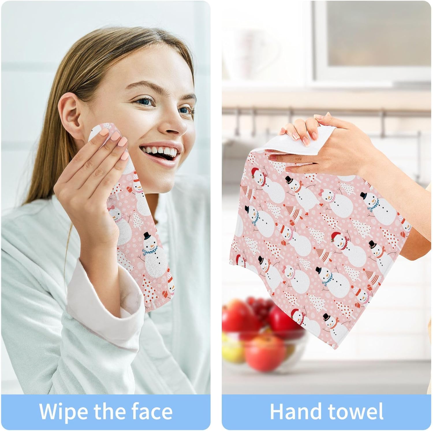 Xigua Christmas Snowman Washcloths Set of 2 12 x 12 Inch