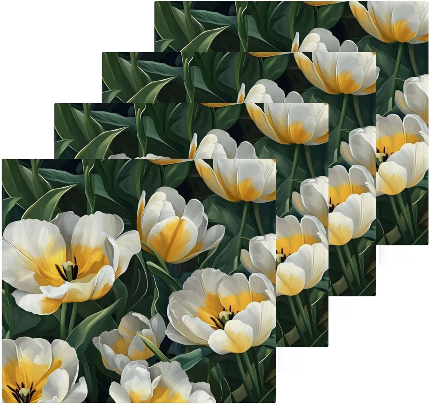 Distinctive Yellow Tulip Washcloth Set
