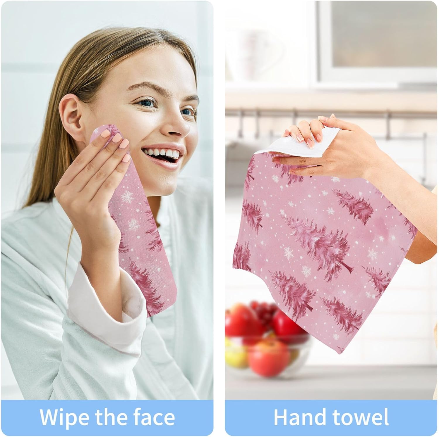 Xigua Trees and Snowflakes Washcloth Set for Bathroom and Kitchen