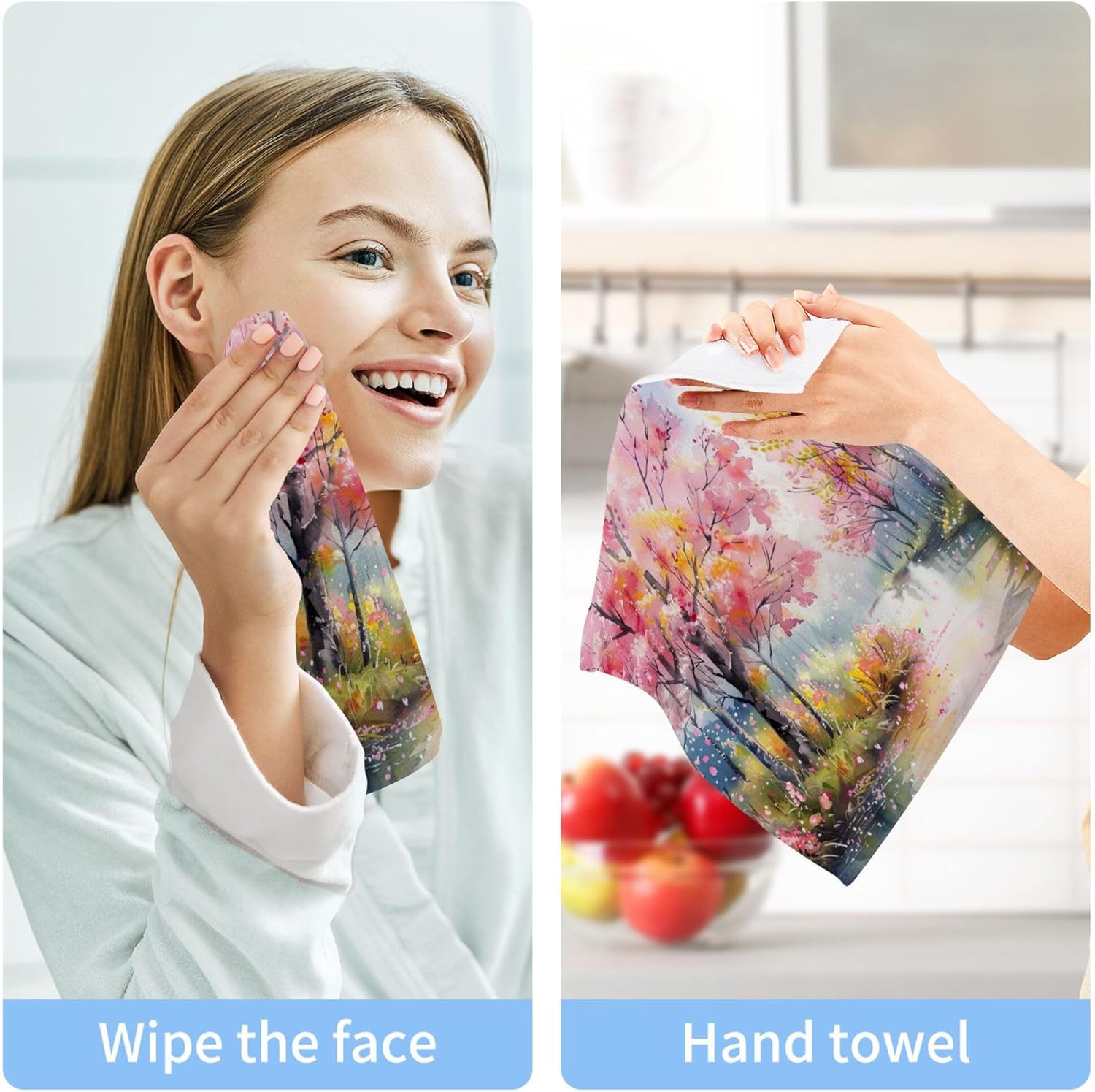 Xigua Blooming Flower Washcloths Set of 2 12x12 Inch