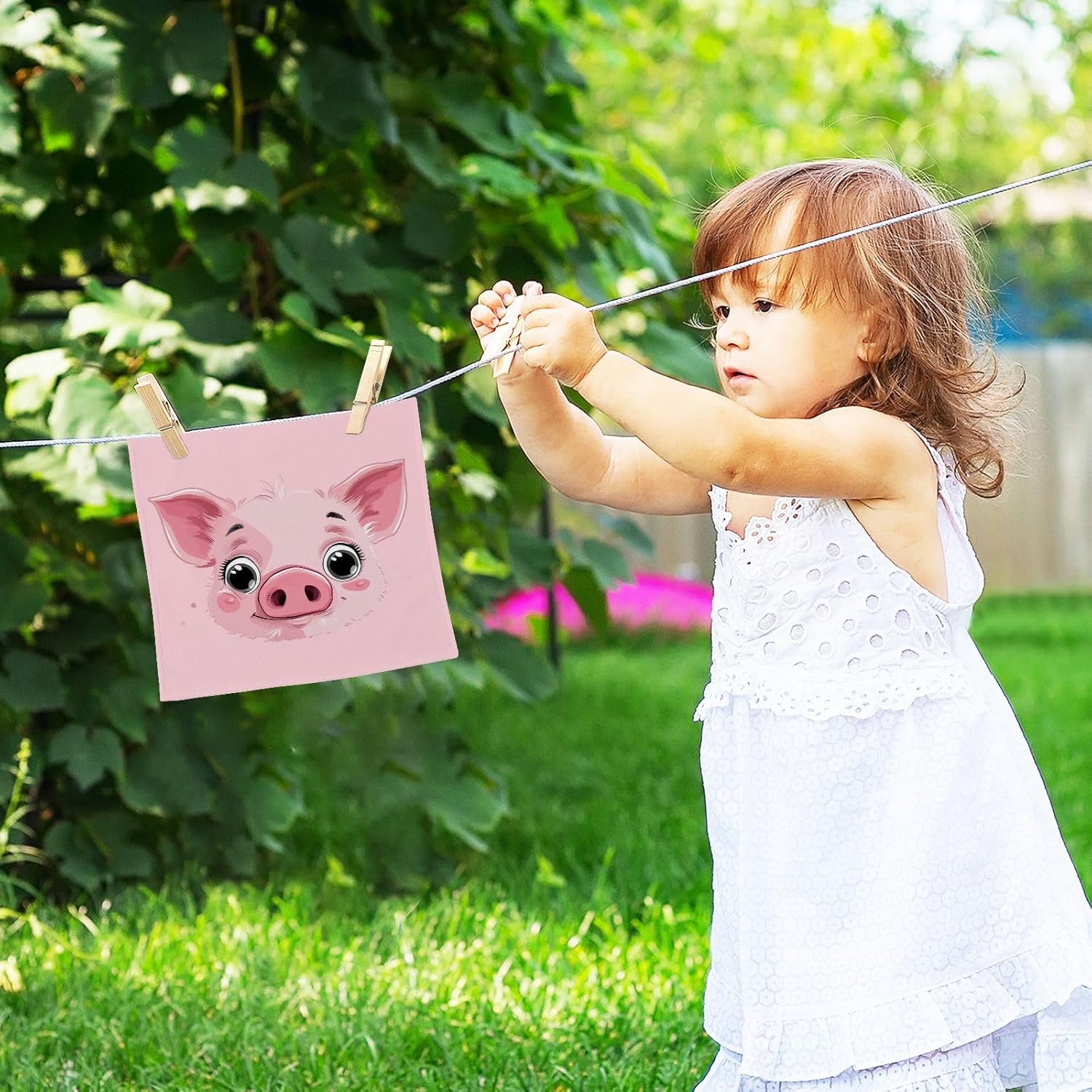YETTASBINPink Pig Washcloth Set Soft Absorbent Cotton Face Towels