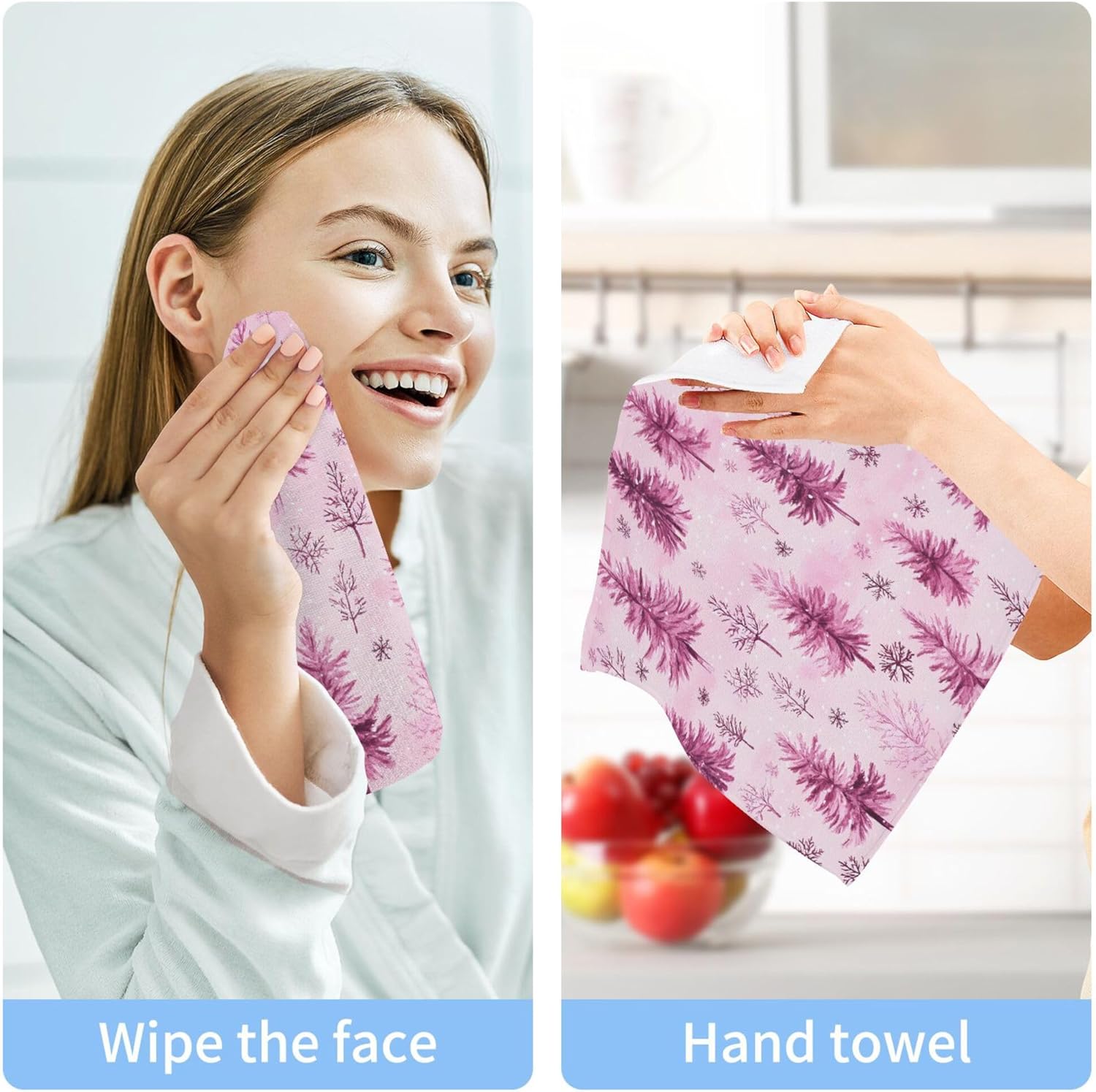 Xigua Trees and Snowflakes Fast Drying Washcloth Set
