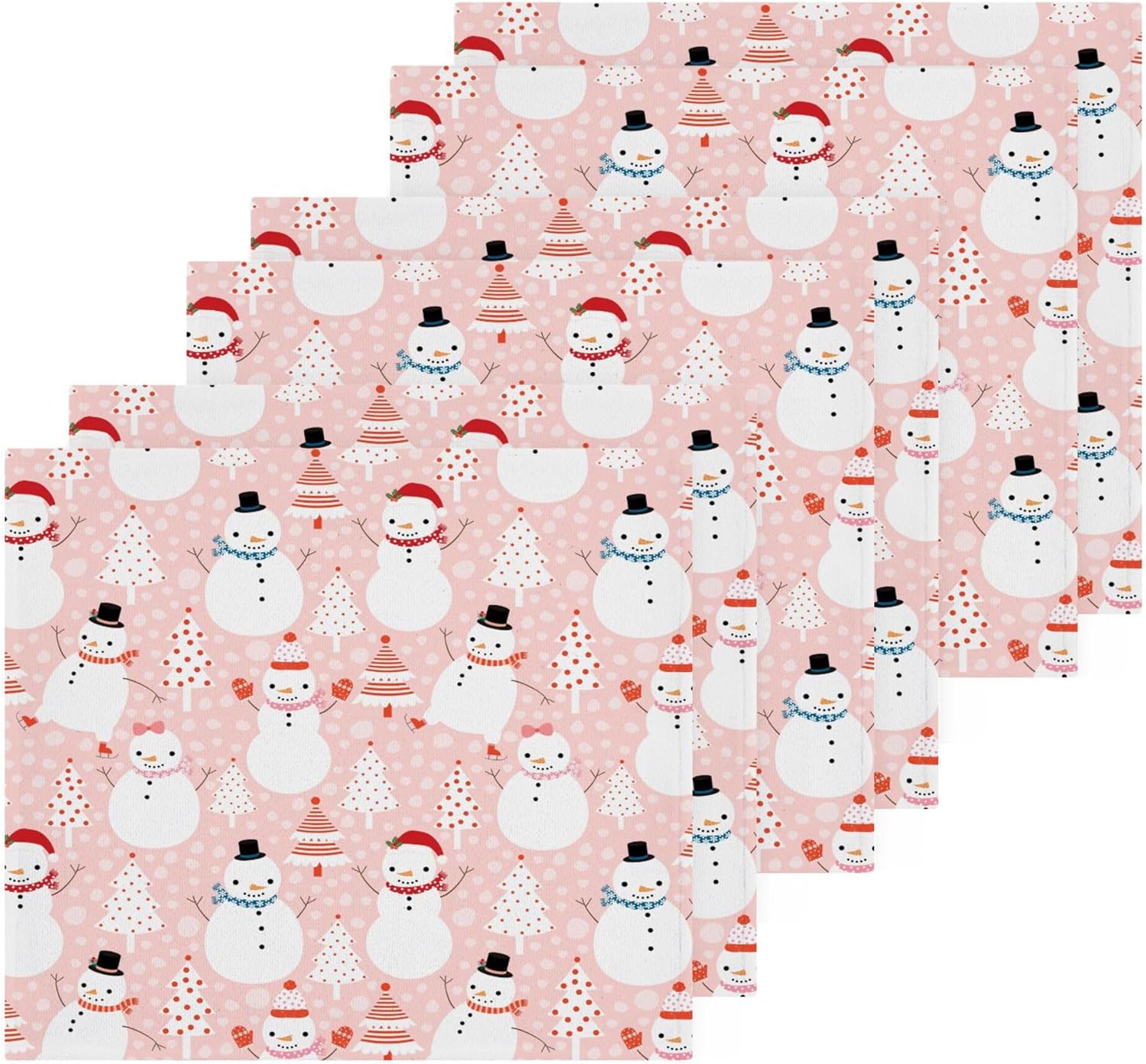 Xigua Christmas Snowman Washcloths Set of 2 12 x 12 Inch