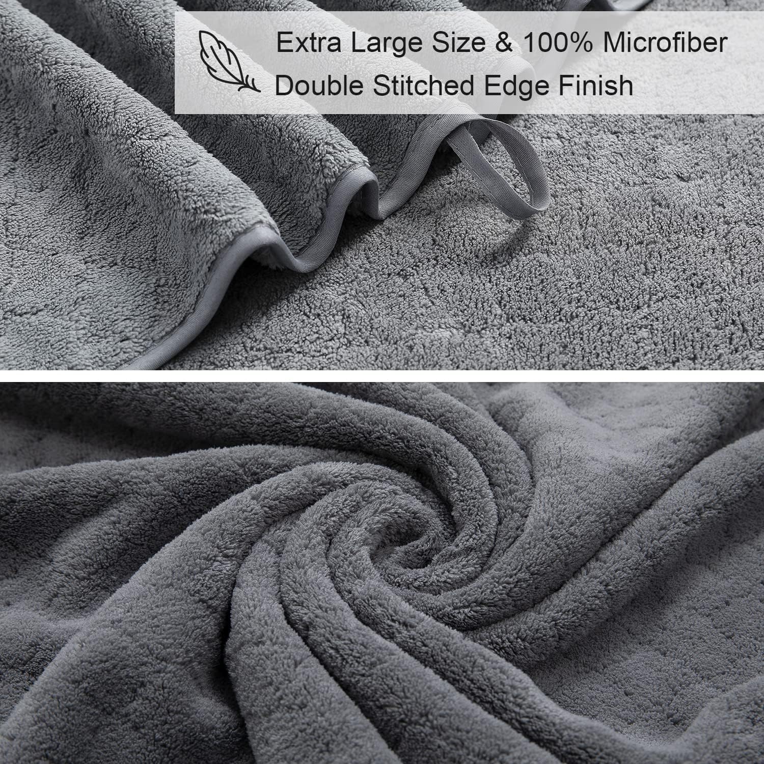 Ycosy 4-Piece Gray Bath Towel Set 35x70 Inches