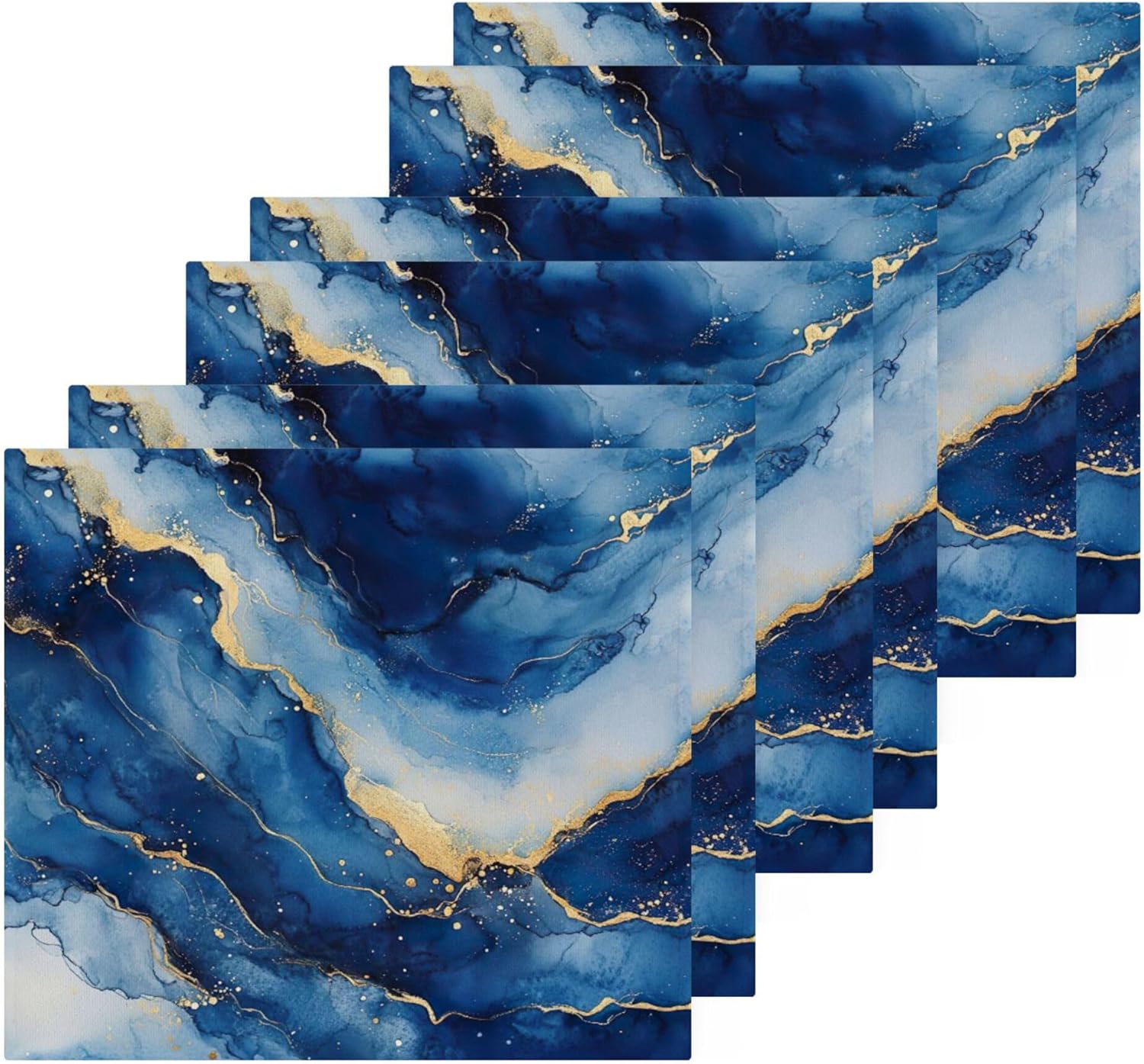 Xigua Blue and Gold Marble Washcloth Set - Fast Dry Multi-Purpose