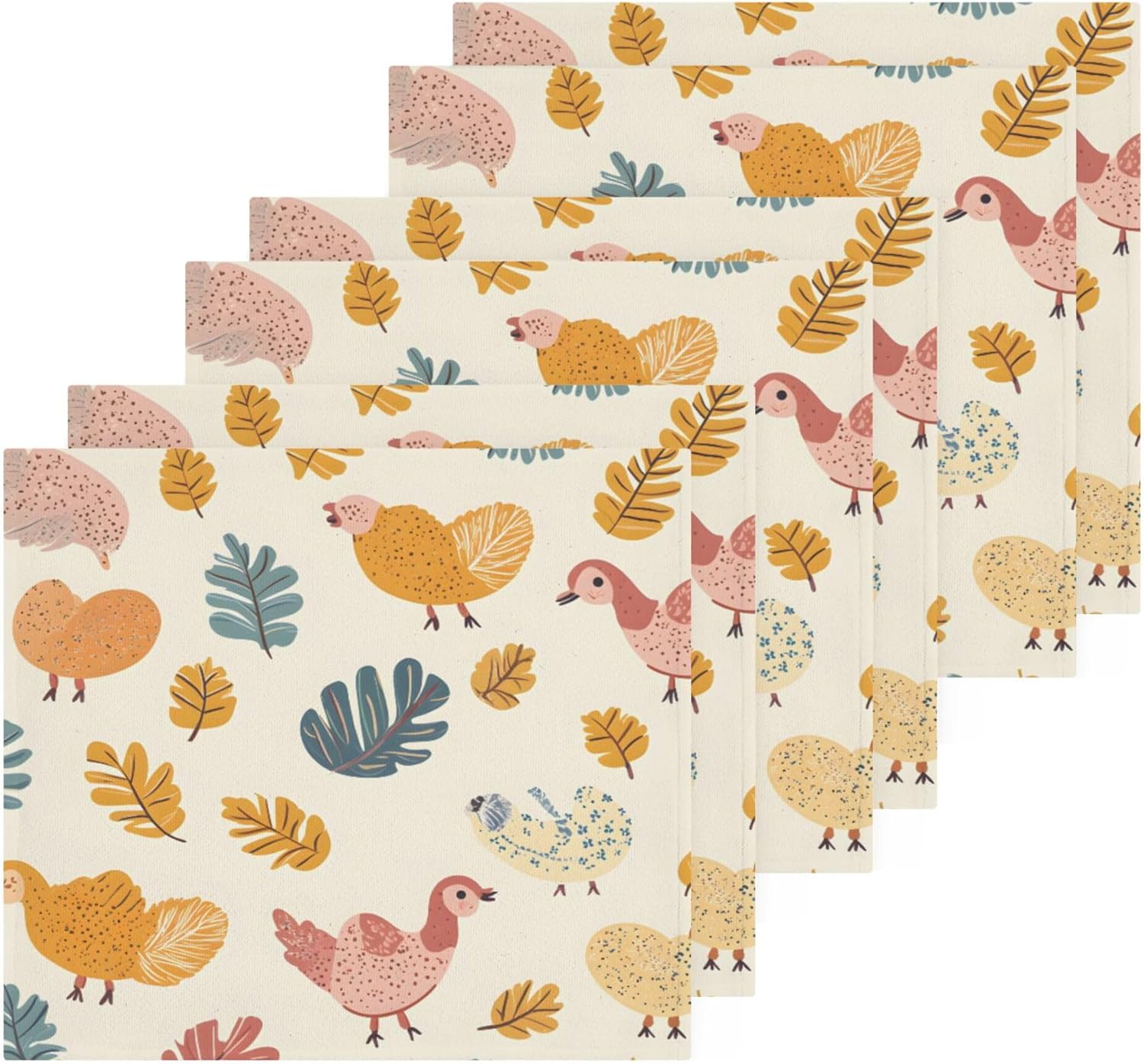 Fast-Drying Machine Washable 12x12 Washcloth Set Cute Turkey Eco-Friendly