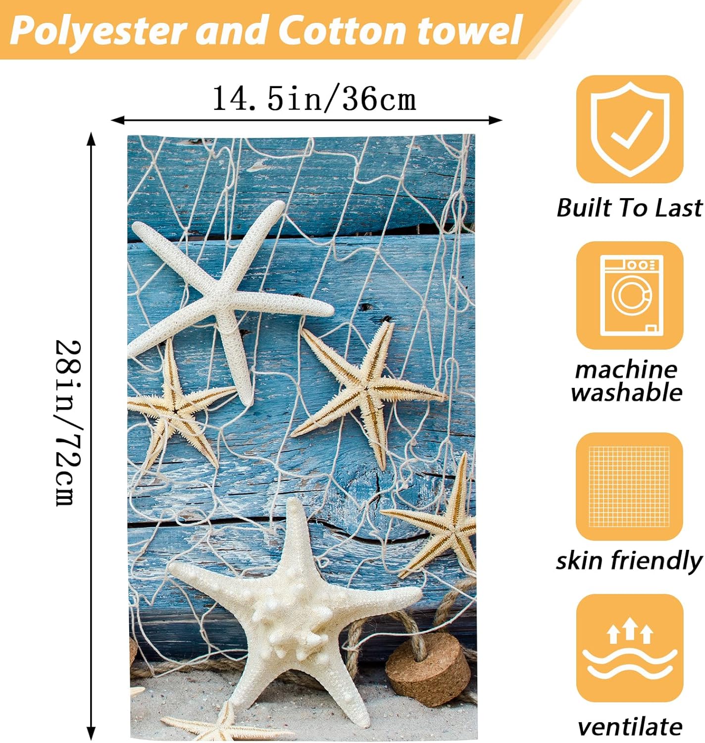 Detscripts Starfish Seashell Hand Towels