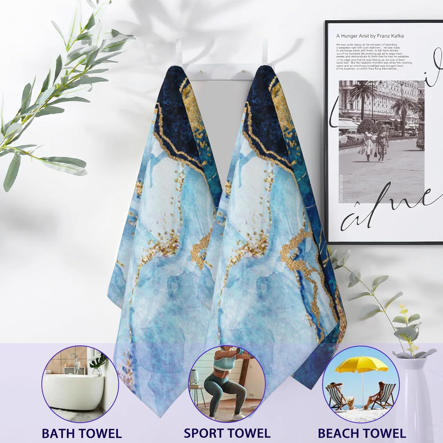 Vibrant Marble Hand Towels Set of 2
