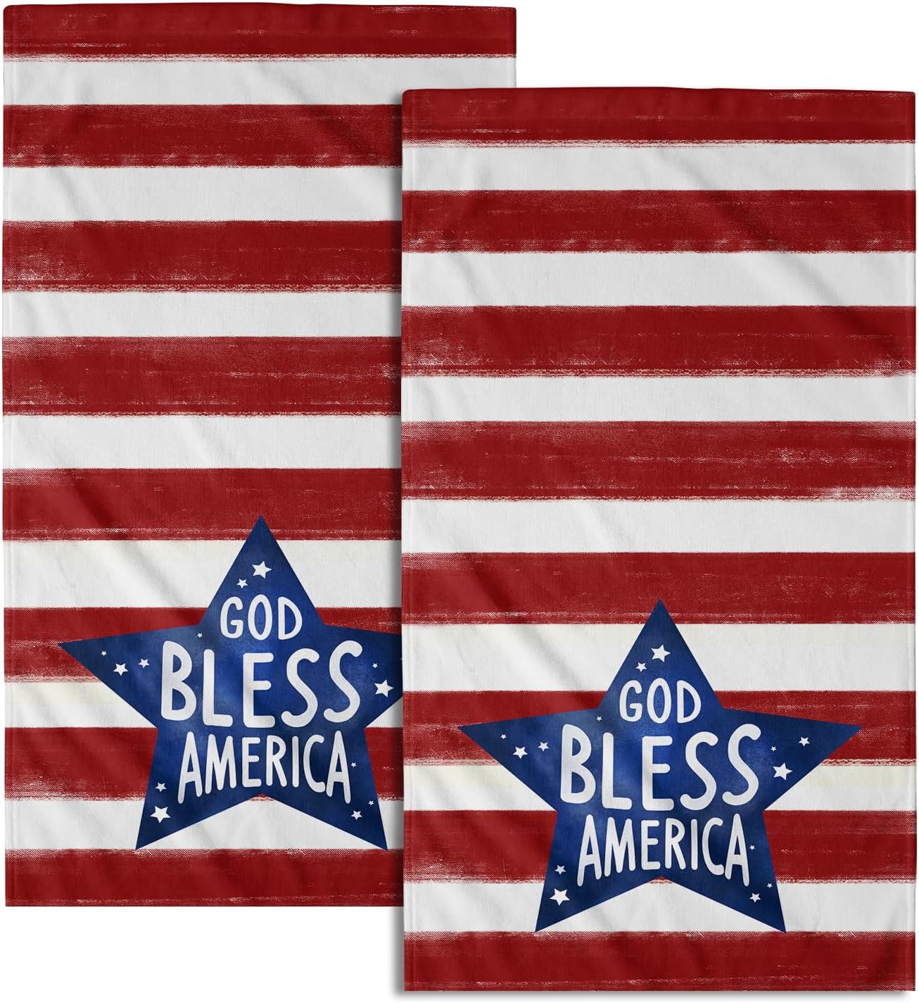 2 x USA Flag Towels Red Stripes Blue Star Patriotic Face Towels
