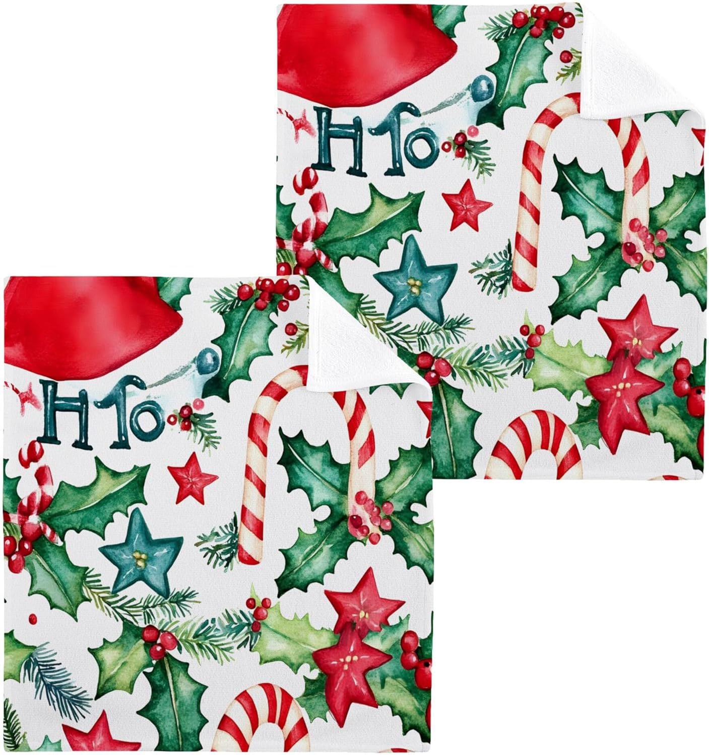 Xigua Watercolor Christmas Washcloths Set of 2