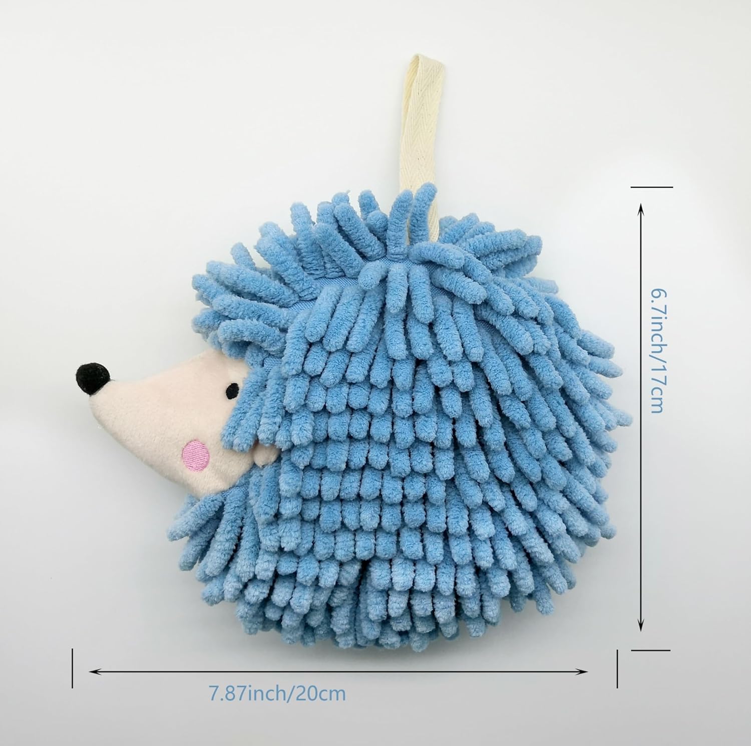 Fuzzy Ball Hand Towels Set of 2 Blue Pink