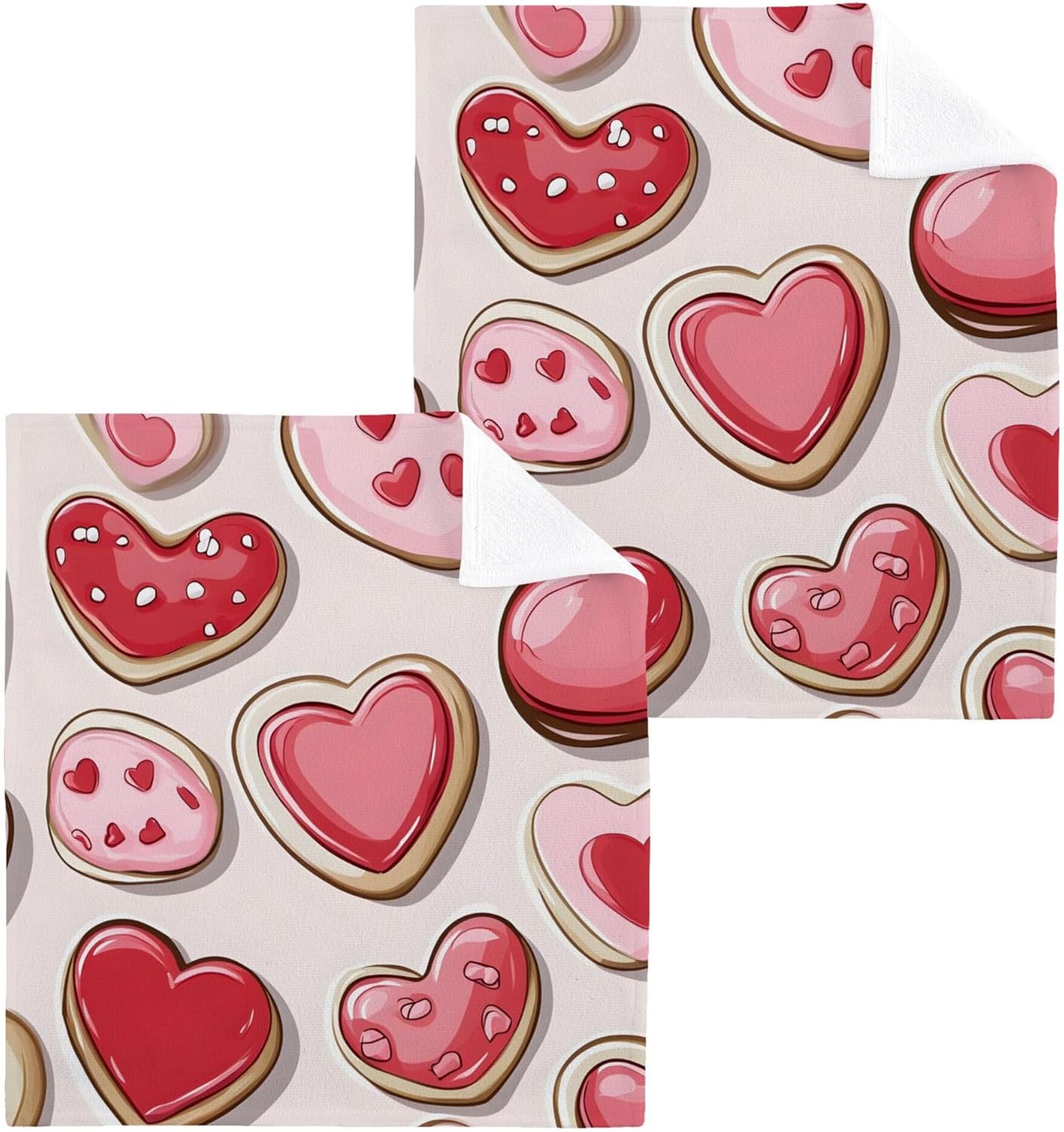 Xigua Valentines Cookies Washcloth Set - 2-12PCS 12x12