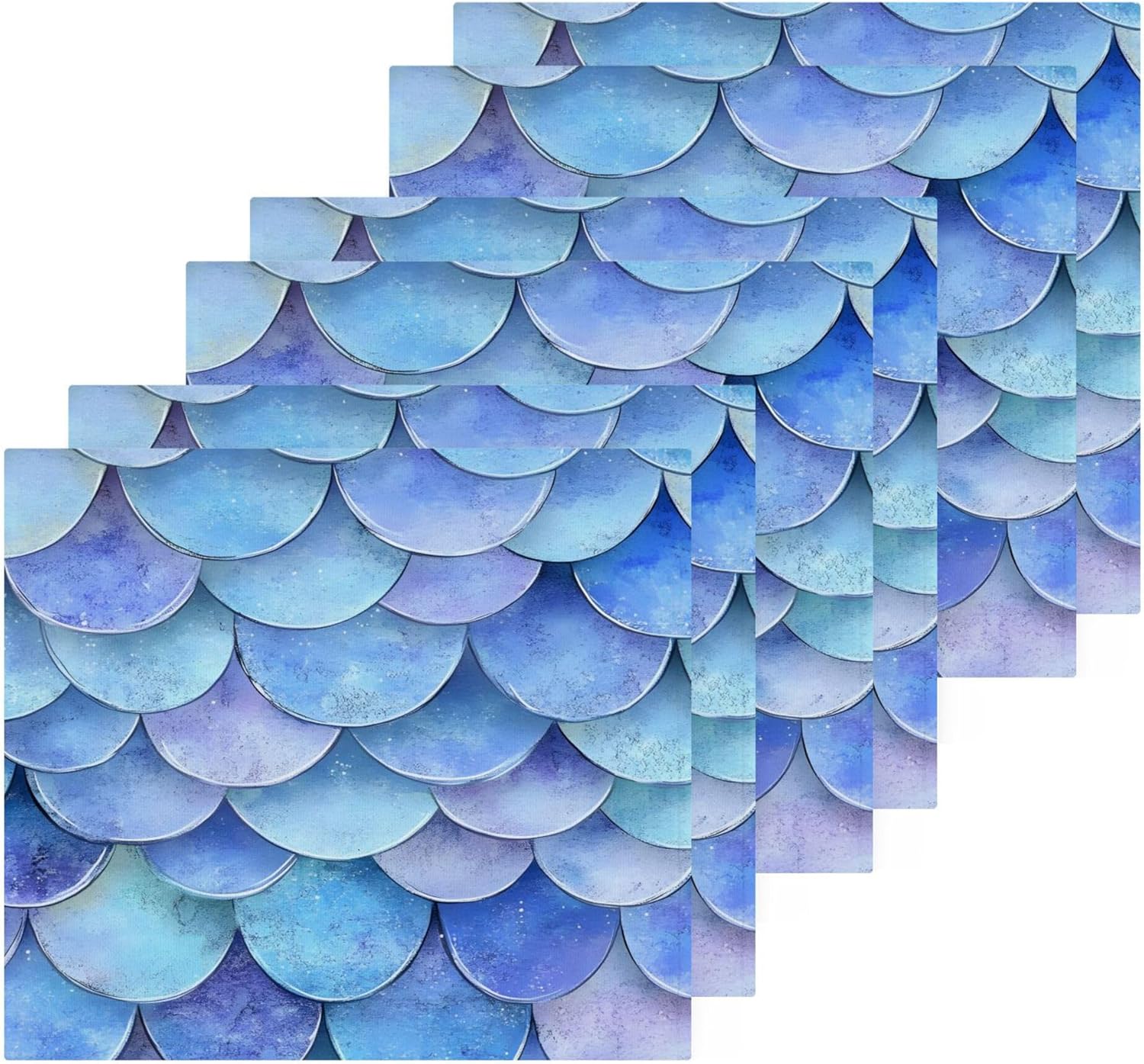 Xigua Mermaid Scales Washcloth Set 125-Inch Absorbent Fingertip Towels 2-Piece