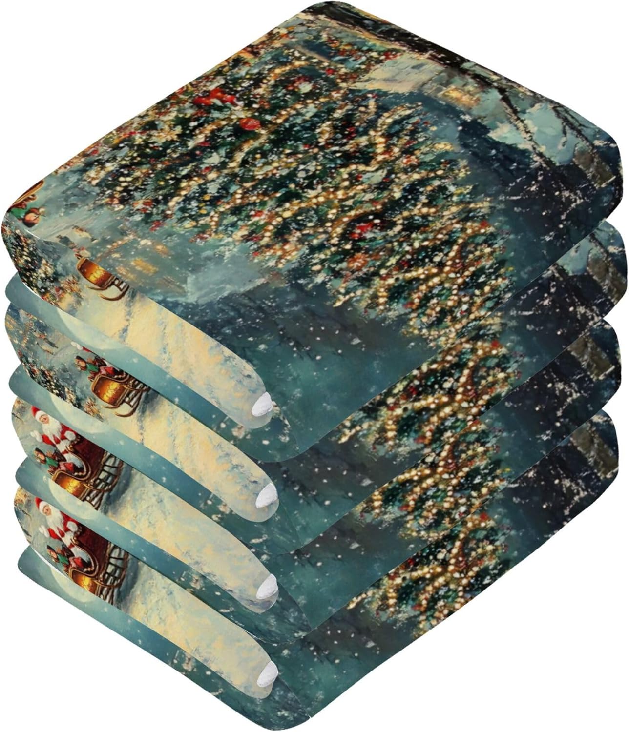 Xigua Christmas Night Scene Washcloths Set of 2 - 12x12 Inch