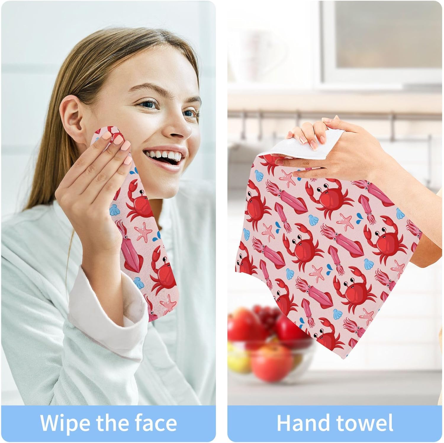 Xigua Funny Crab Small Pack Multi-Purpose Compact Washcloth Set