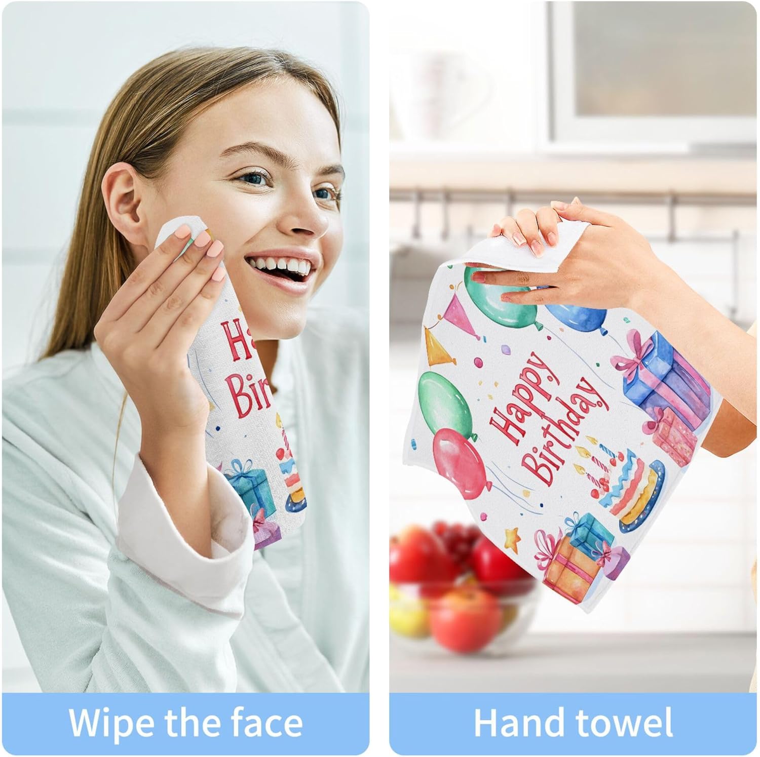 Xigua Watercolor Washcloths Set of 2 - 12x12 Inch