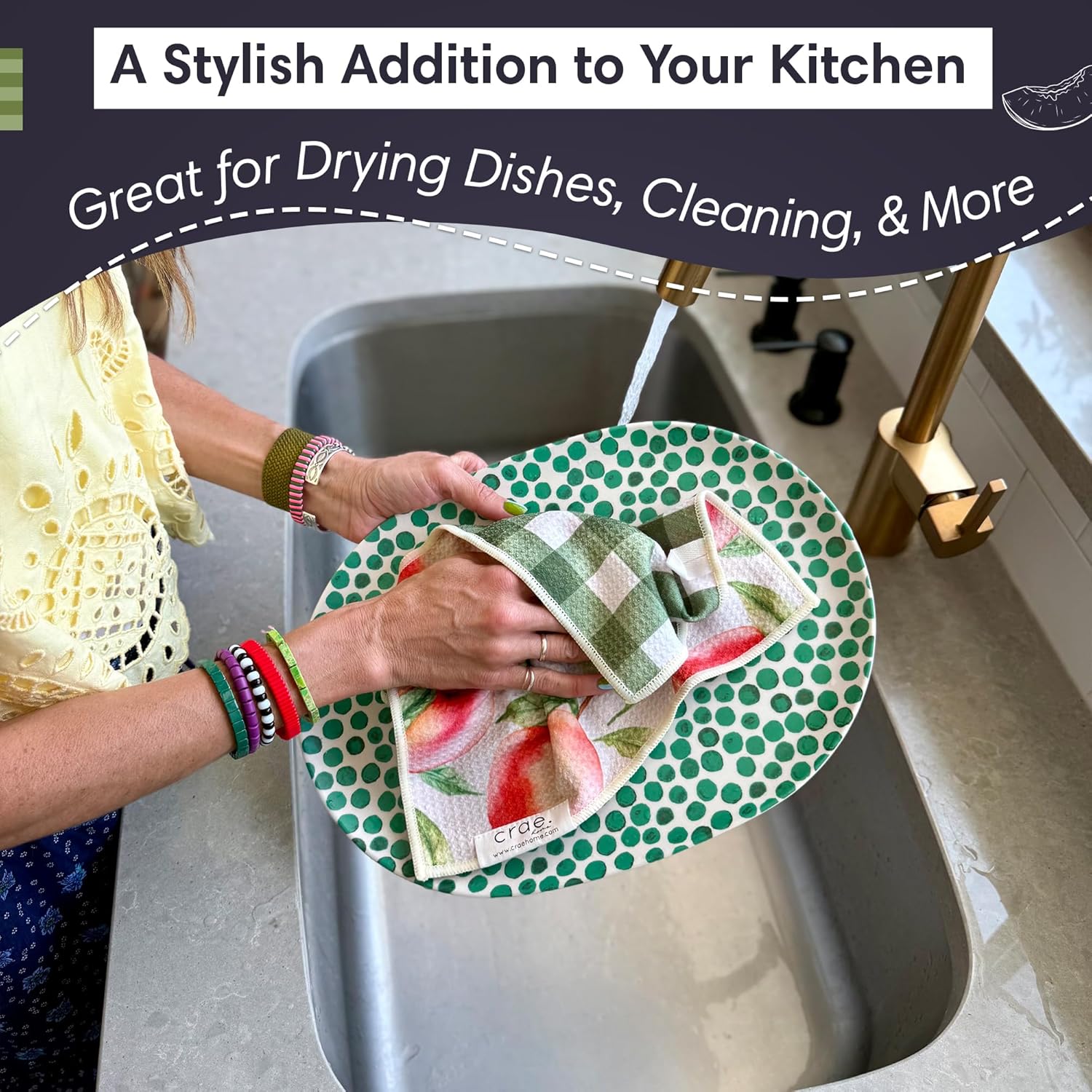 Microfiber Reversible Washcloths for Kitchen Peaches Cream