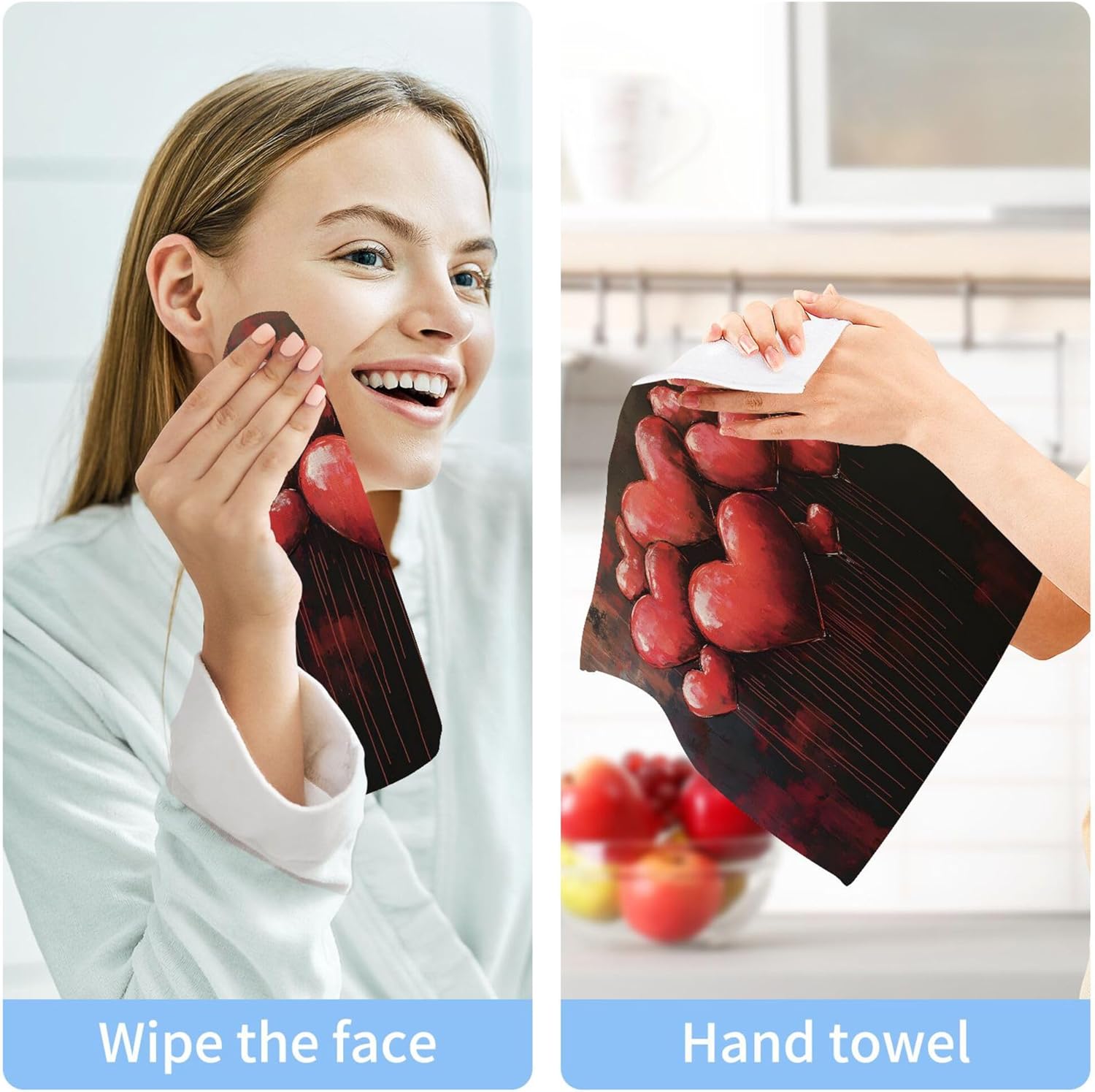 Xigua Valentines Day Washcloth Set - 12 inch Fast Drying Towels