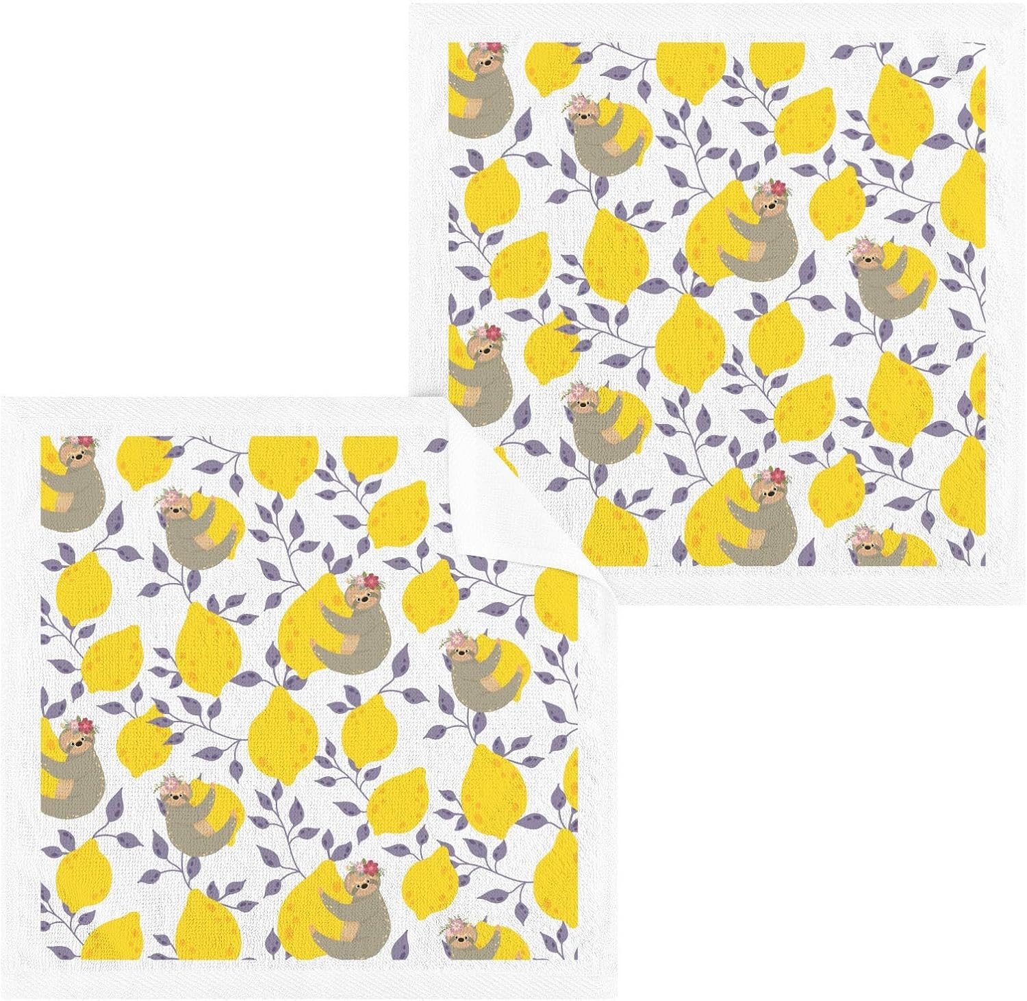 ALAZA Cute Sloths Yellow Lemons Towels