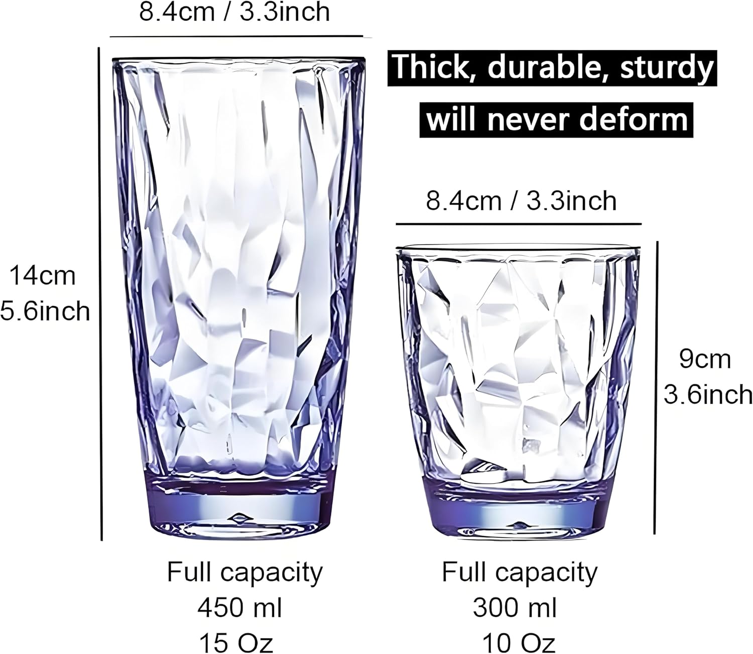BPA-Free Shatterproof 15Oz Plastic Drinking Glasses