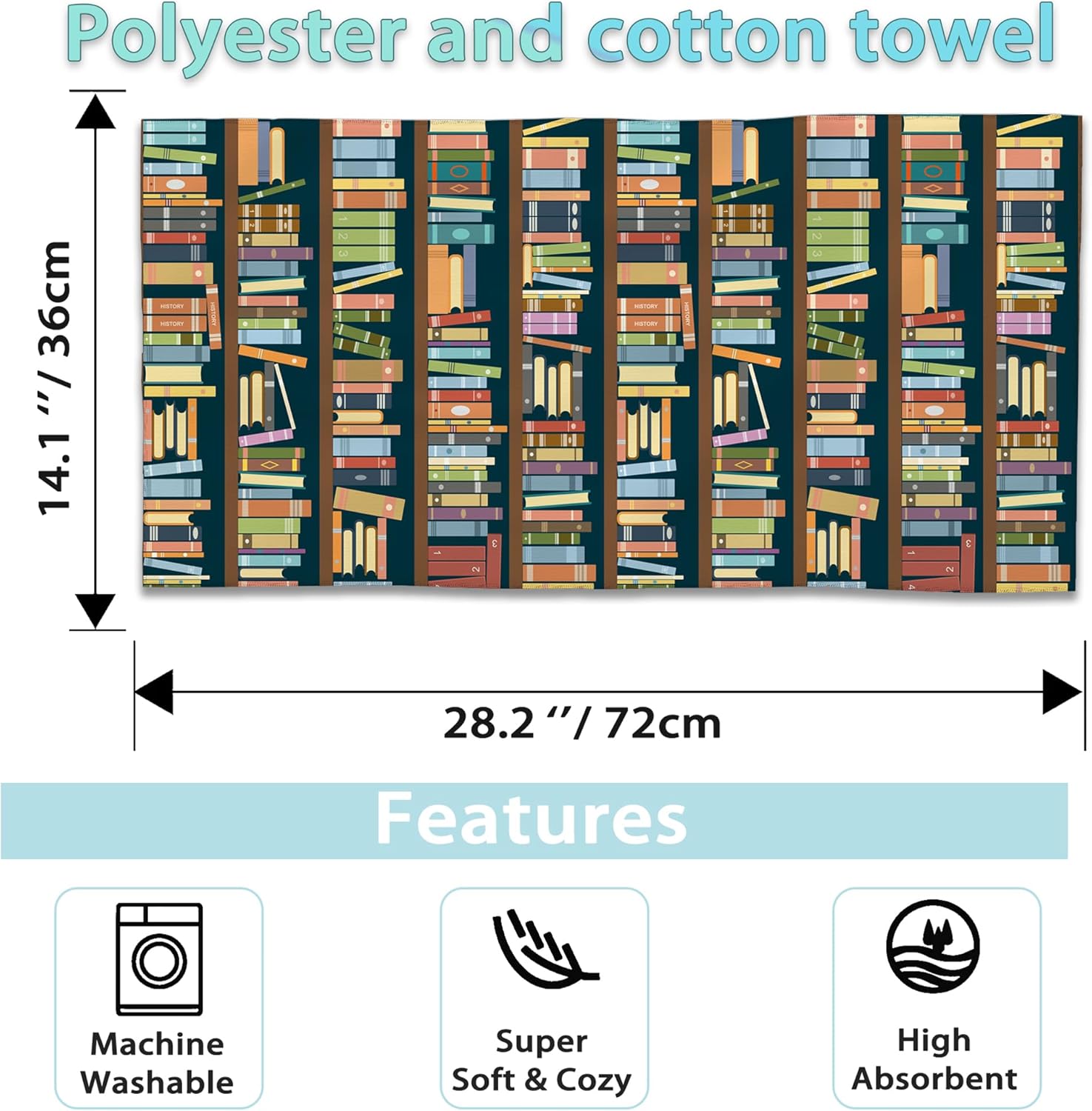 Book Hand Towels Set of 2 Soft Microfiber bath towels 28x14-inch
