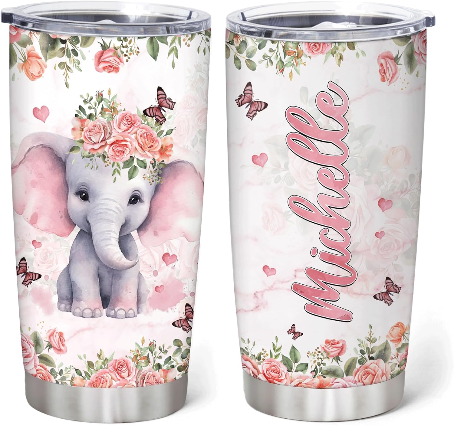 Personalized Elephant Tumbler Custom Design Gift for Kids and Adults