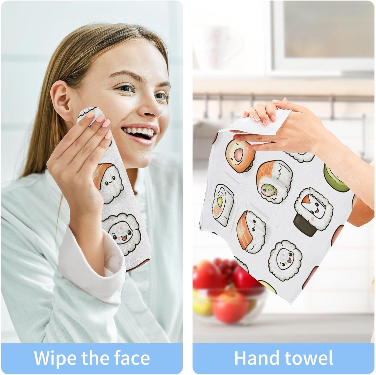 Xigua Cute Cartoon Sushi Washcloth Set Fast Drying