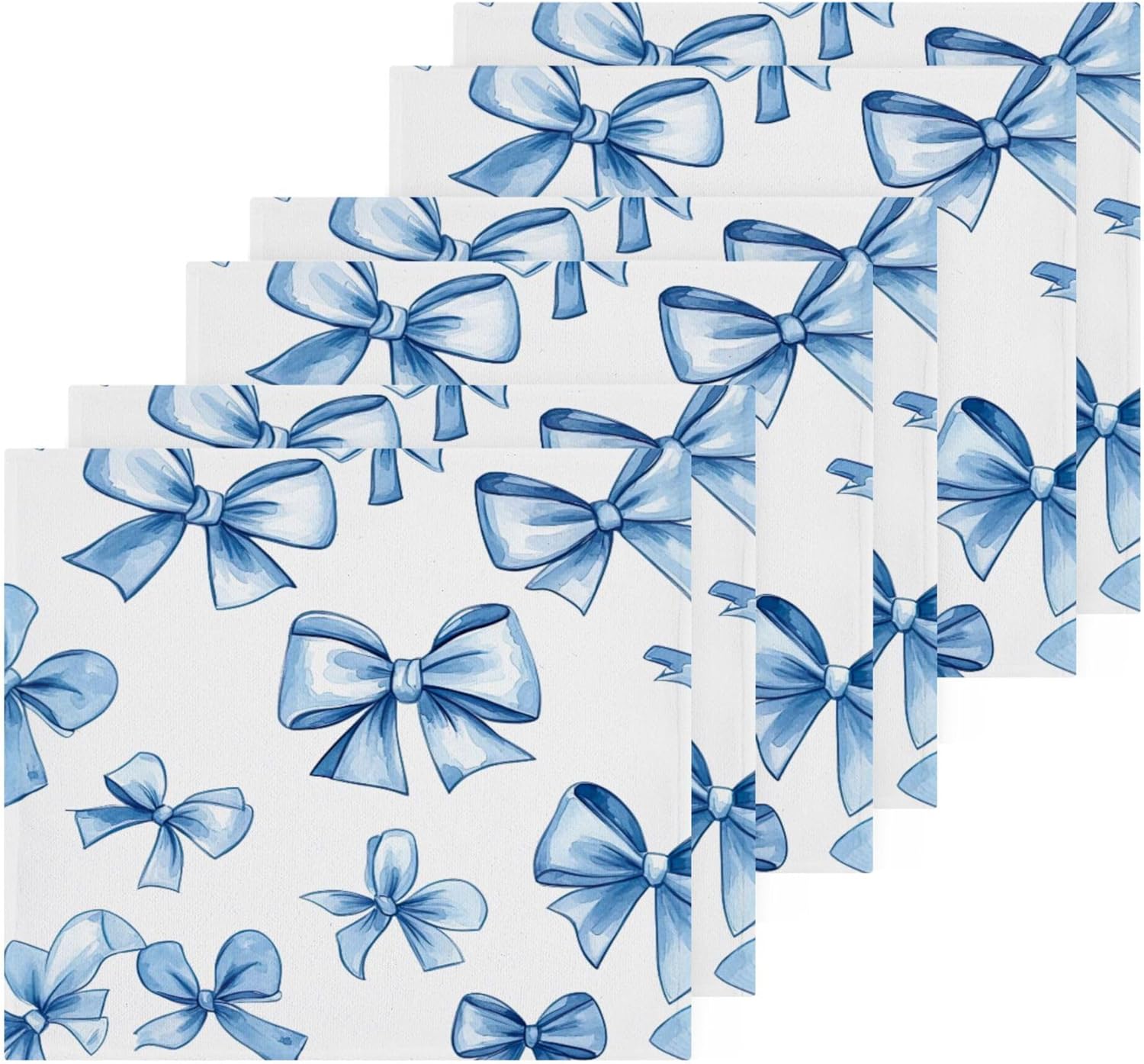 Xigua Blue Bows Washcloth Set of 2-12