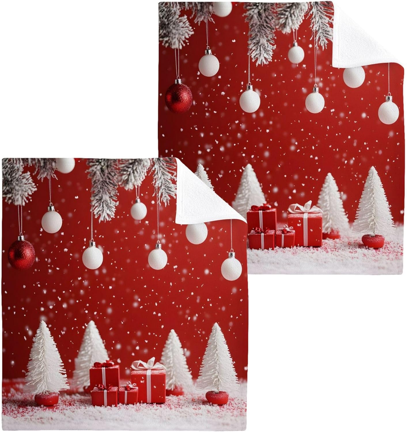 Xigua Christmas Washcloths Set of 2 12x12 Inch 1