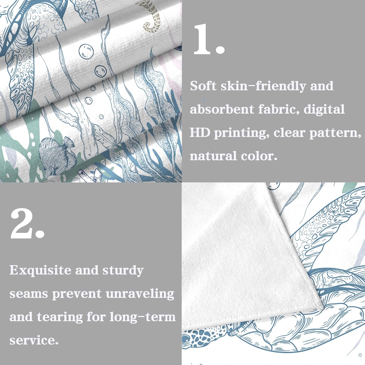 Double-Hang Blue Sea Turtle Hand Towels
