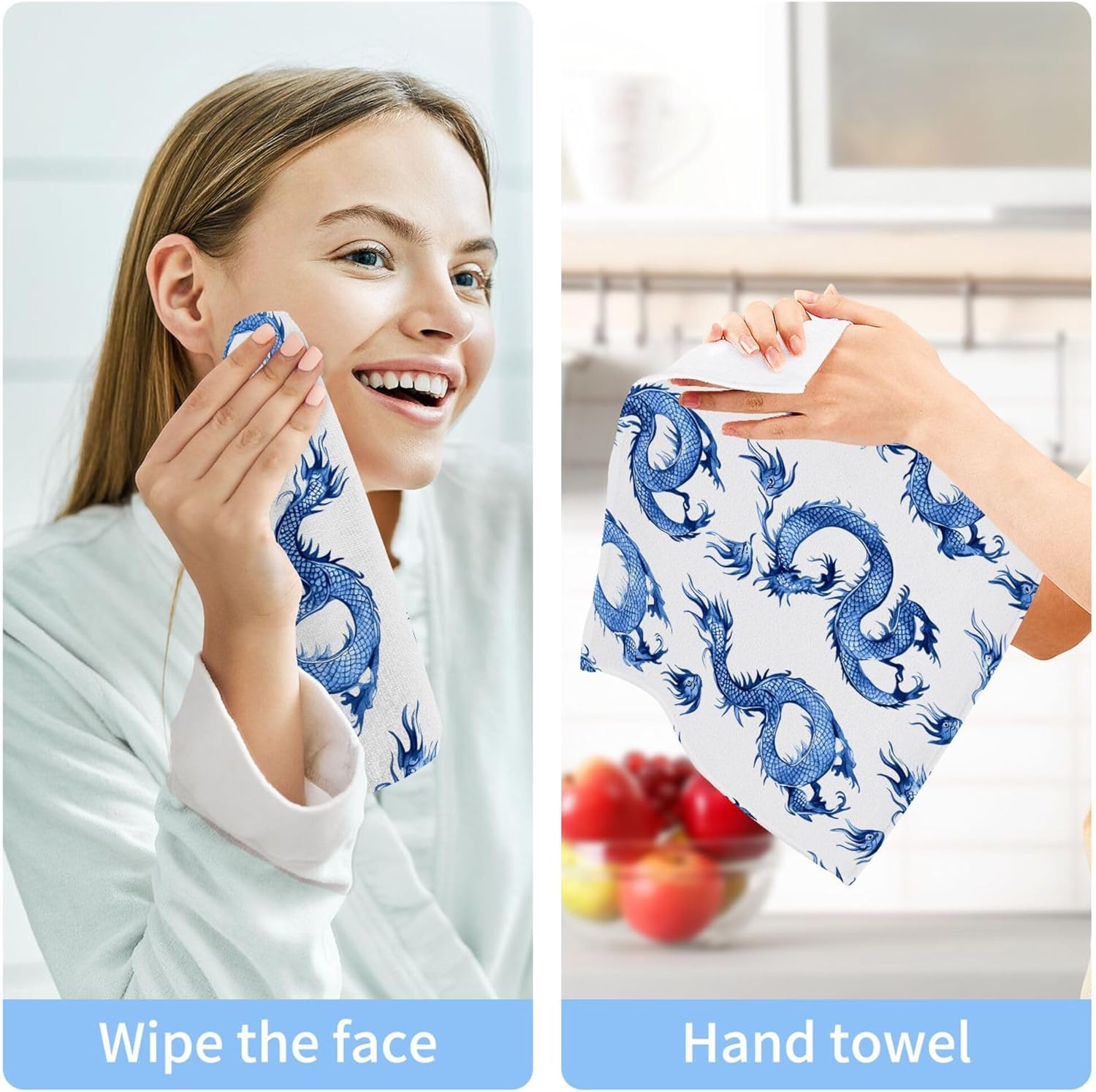 Xigua Blue Dragons Ultra Soft Washcloth Set