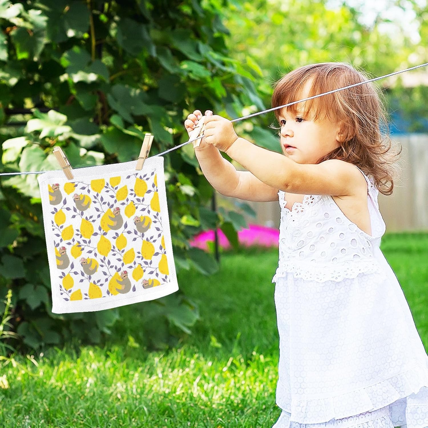ALAZA Cute Sloths Yellow Lemons Towels