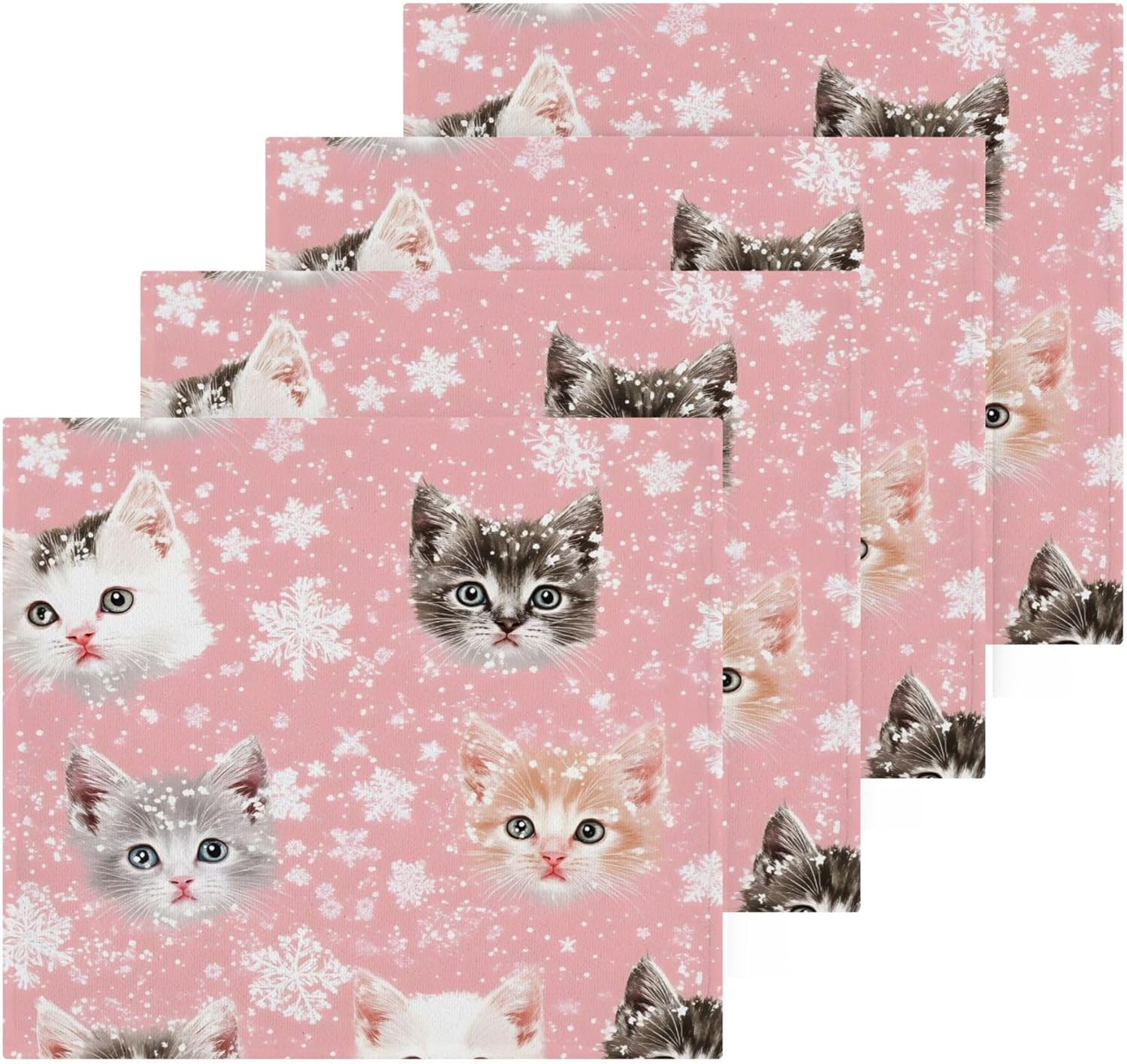 Xigua Adorable Kitten Washcloths Set of 2 12 x 12 Inch