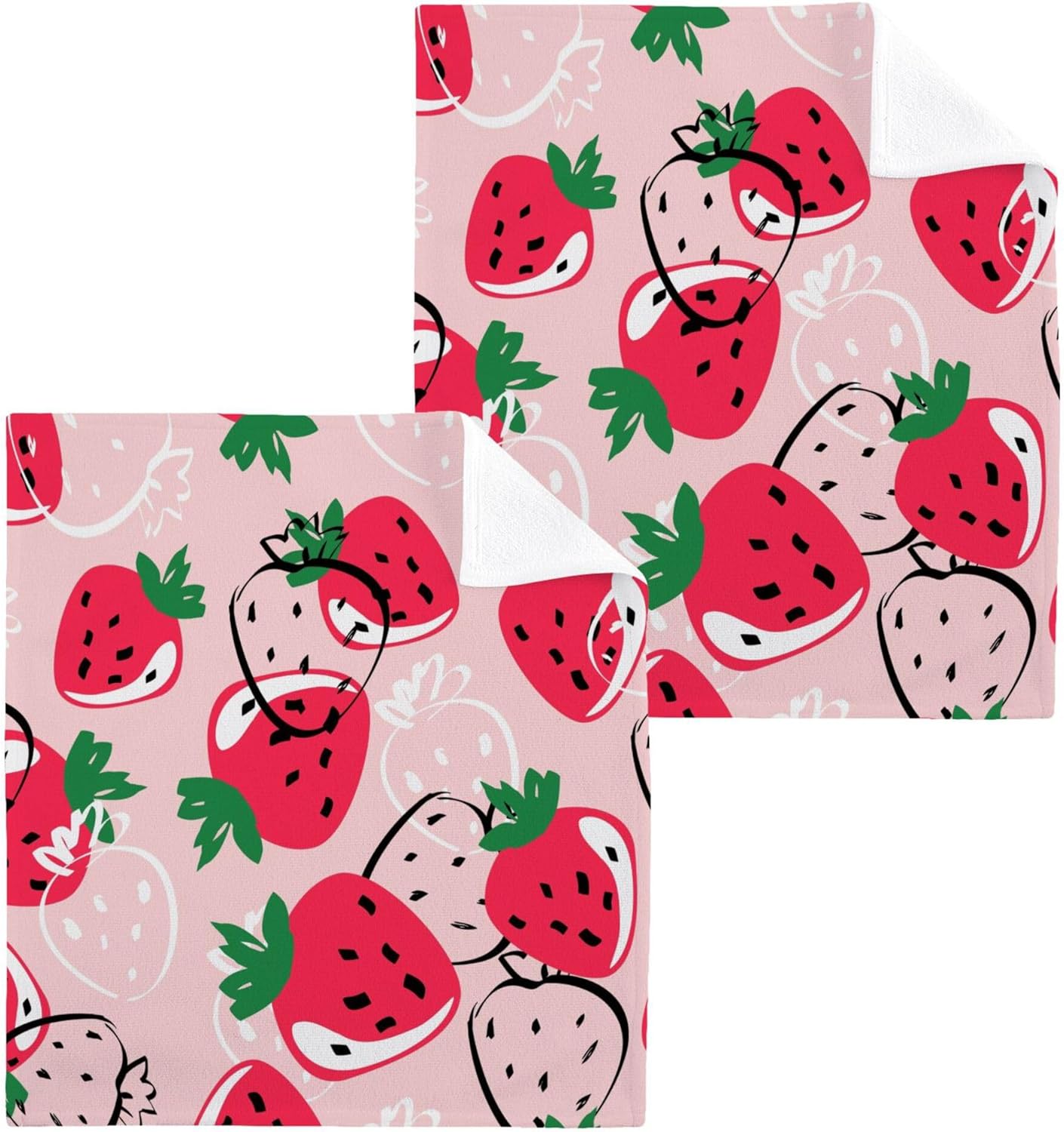 Xigua Strawberry Washcloth Set for Bathroom Kitchen