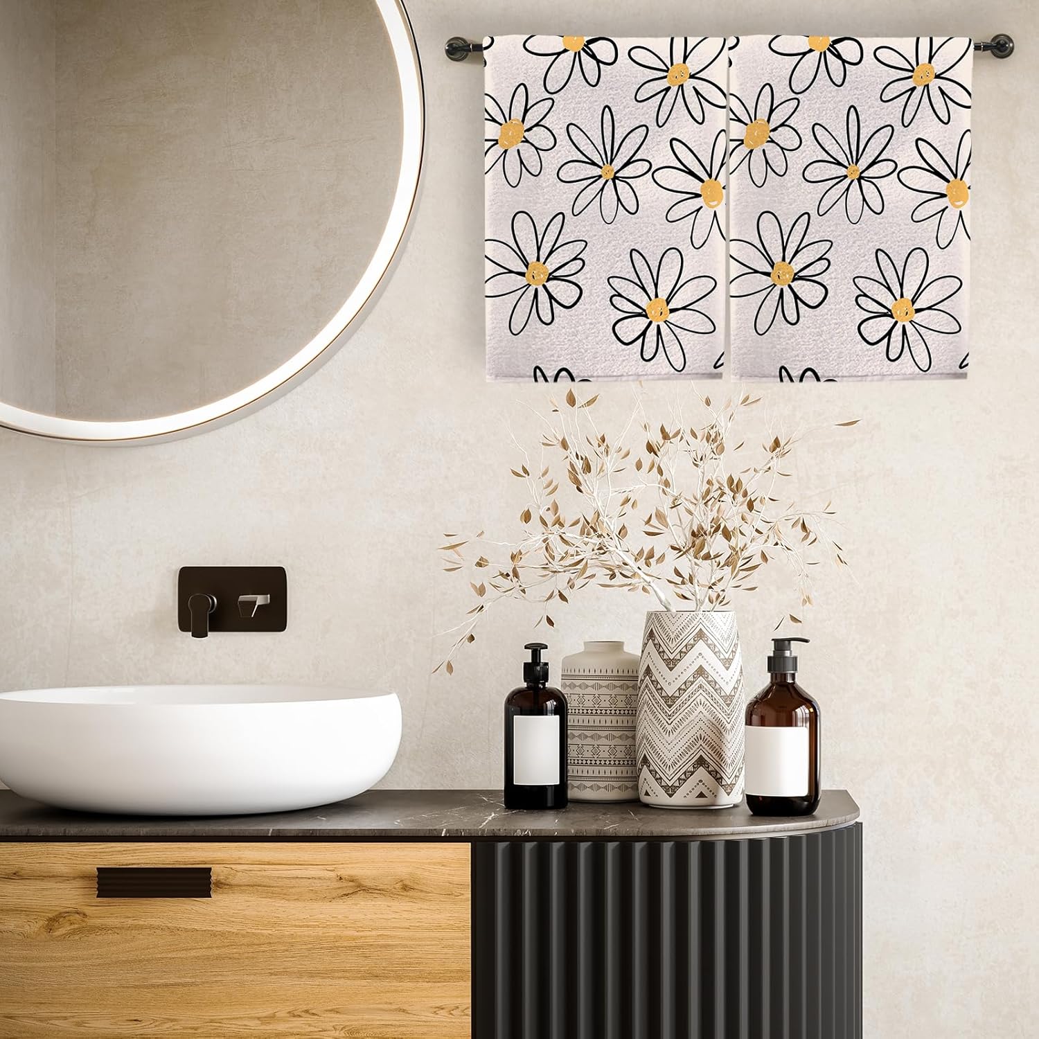 Double-Soft Daisy Floral Bath Towels for Home Gym