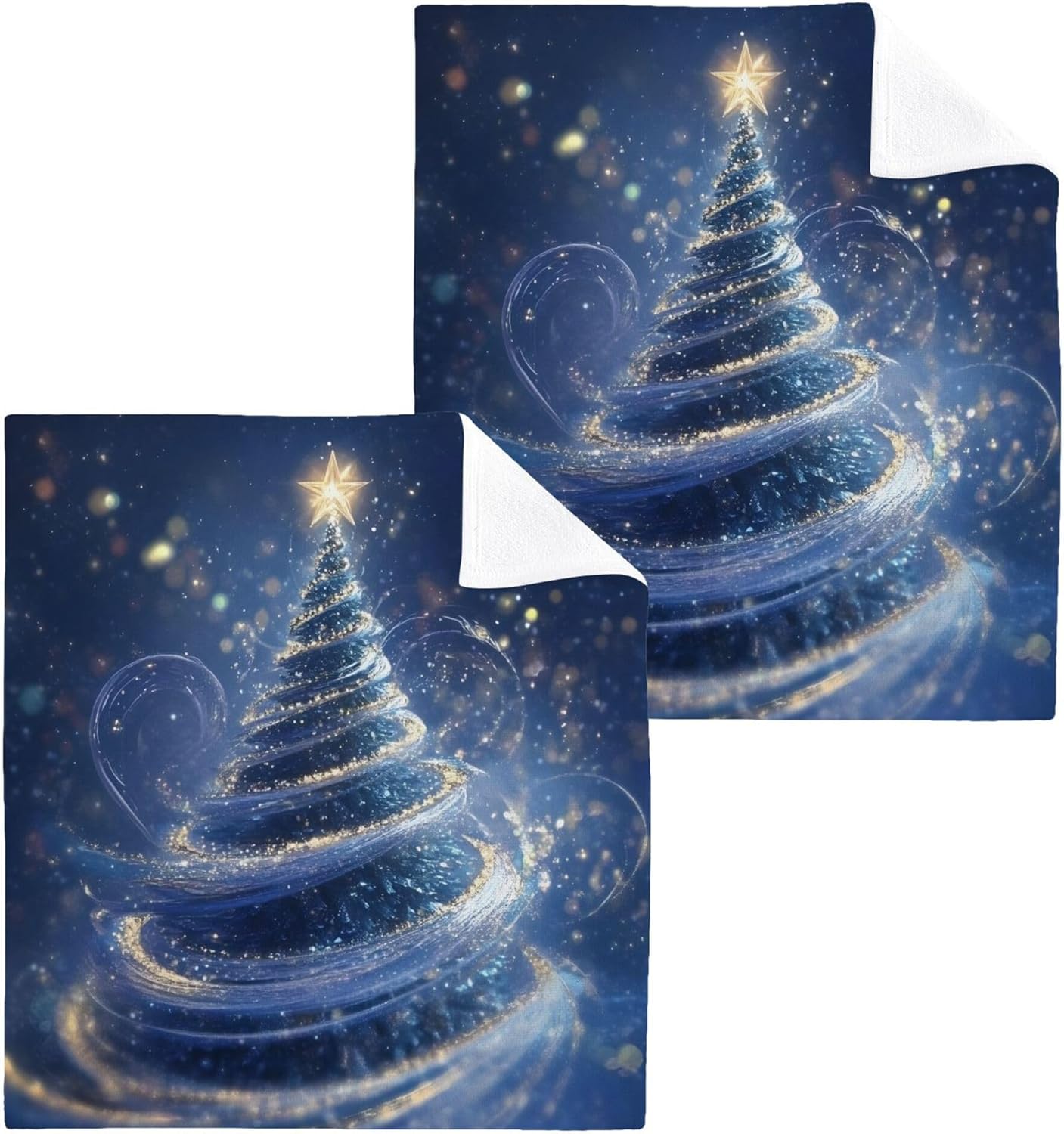 Xigua Christmas Tree Washcloths Set of 2 12x12 Inch 1