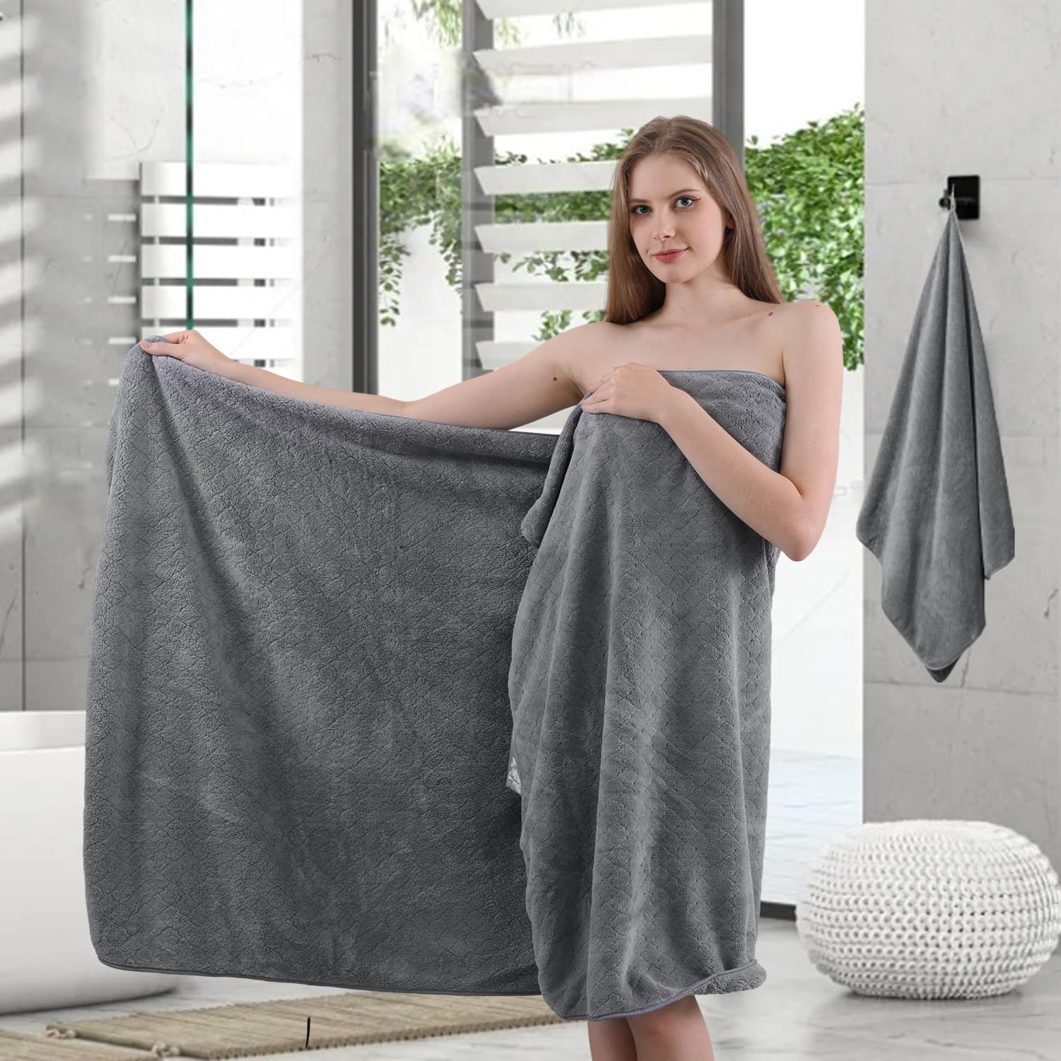 Ycosy 4-Piece Gray Bath Towel Set 35x70 Inches