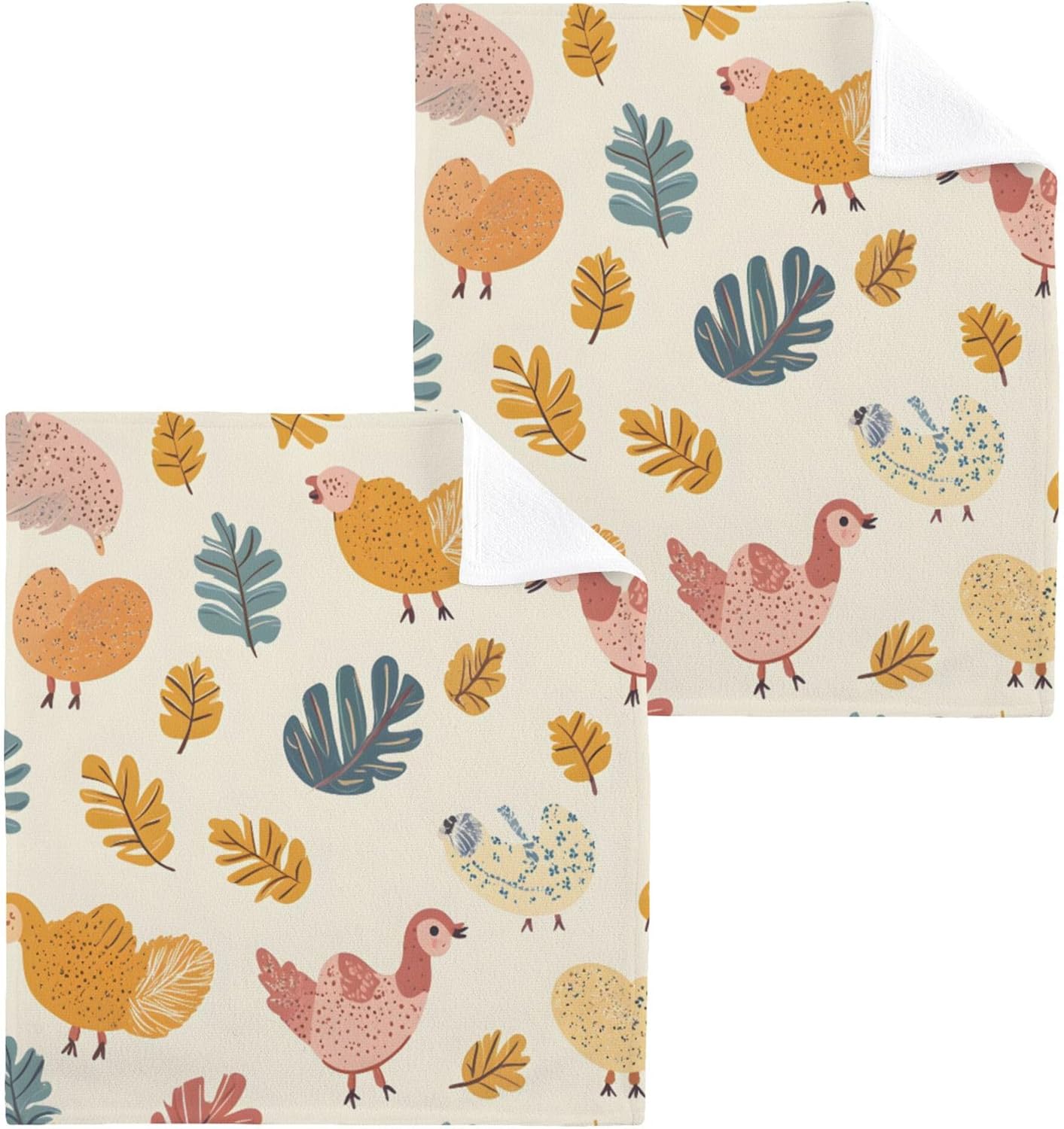 Fast-Drying Machine Washable 12x12 Washcloth Set Cute Turkey Eco-Friendly