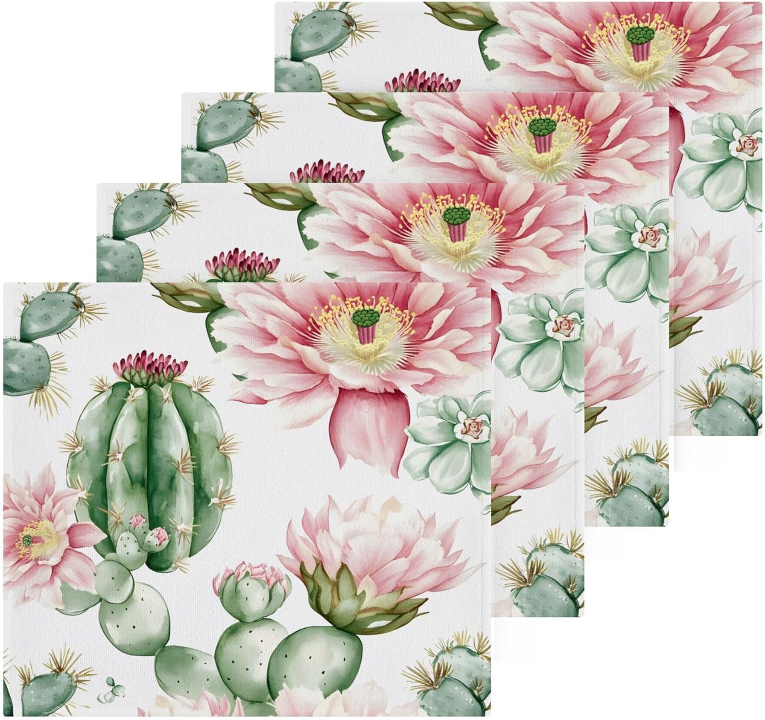Xigua Cute Cacti Fast-Drying Washcloth 12x12-Inch Set