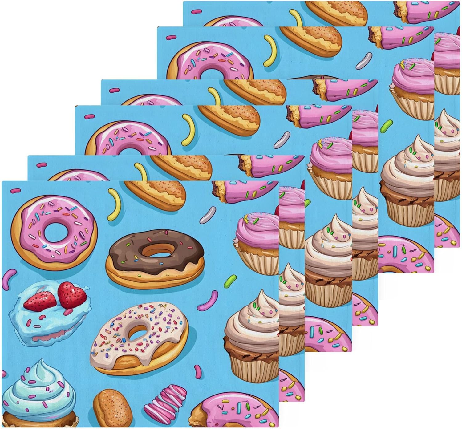Xigua Cupcakes Washcloths Set of 4 12x12 Inch