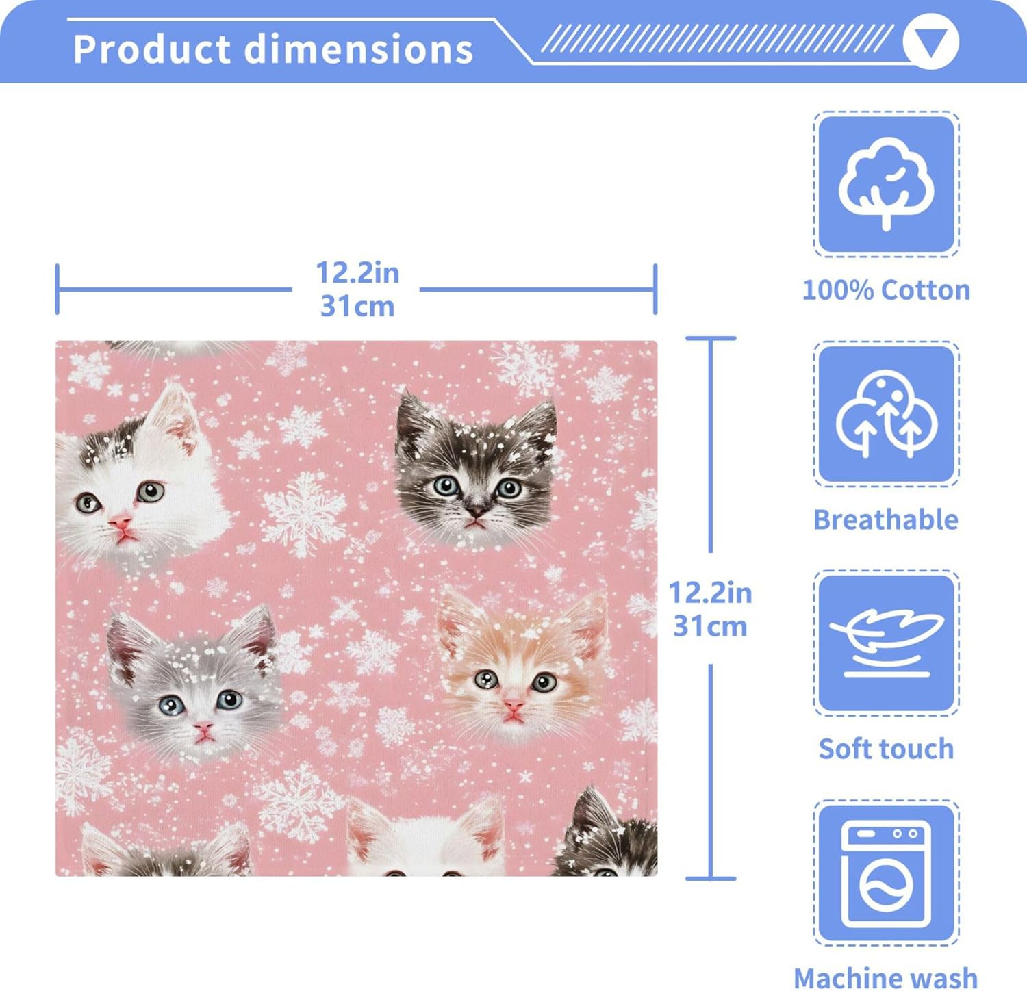 Xigua Adorable Kitten Washcloths Set of 2 12 x 12 Inch